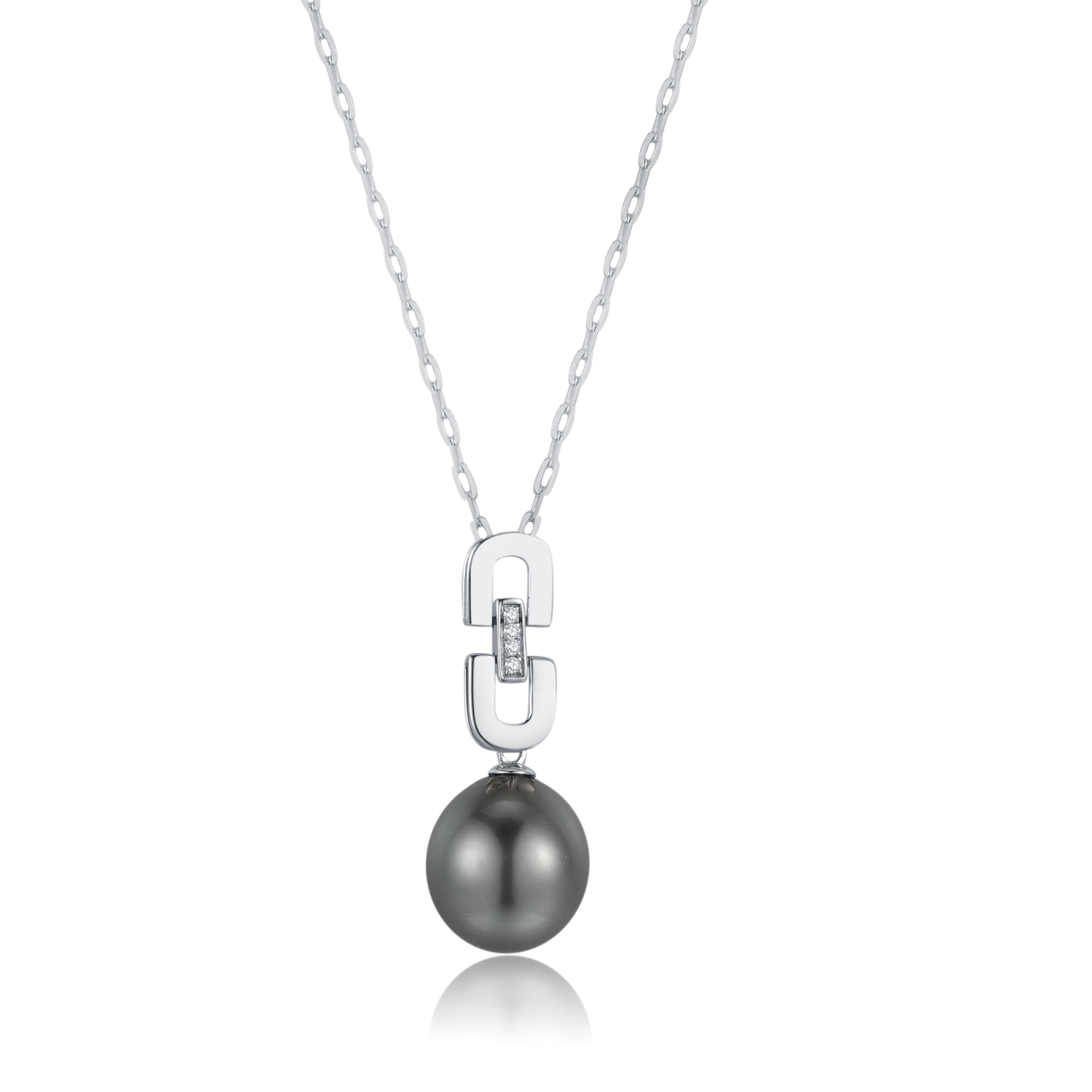 Diamond paper clip South Sea Pearls Necklace