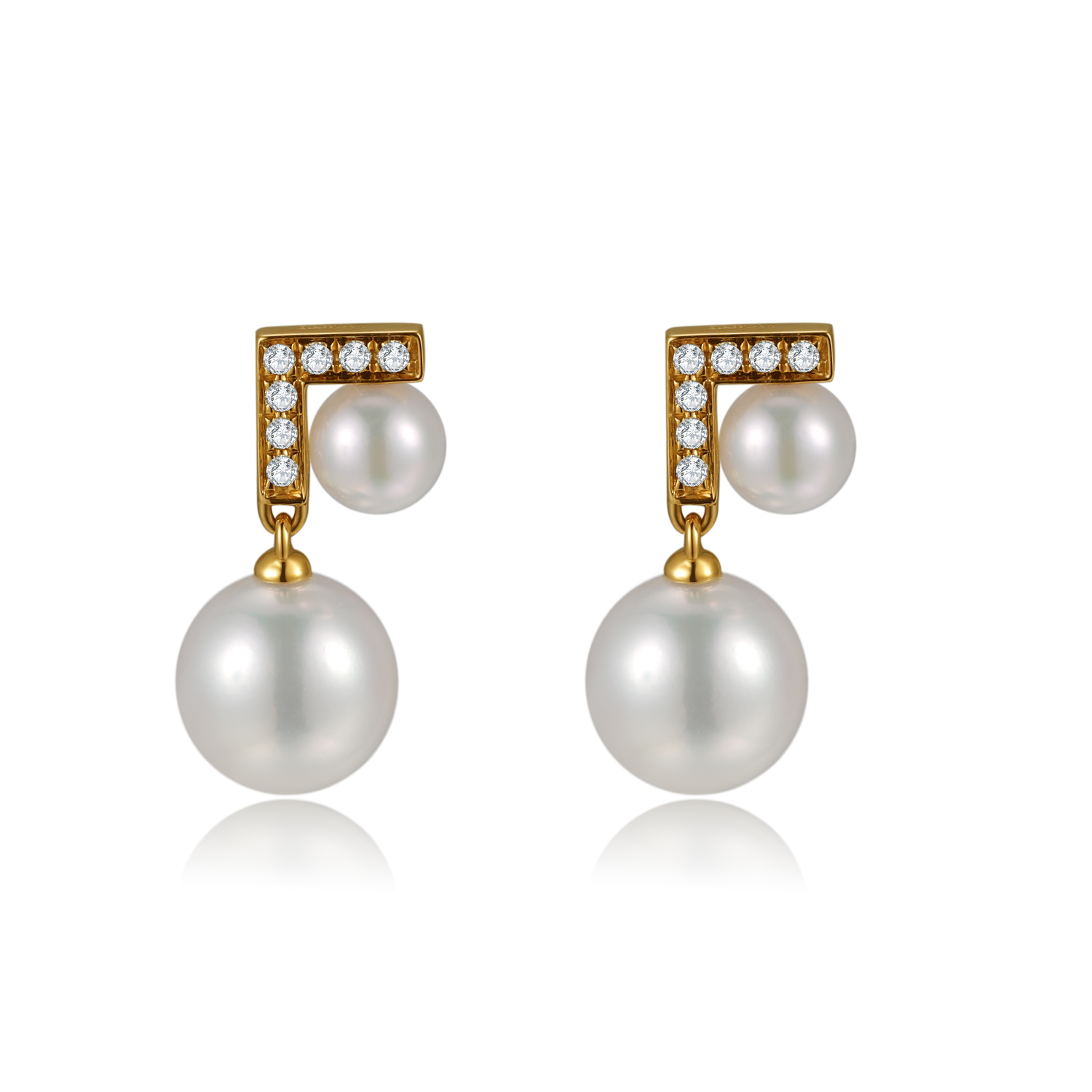 Diamond Gemini Sea Pearls Earrings
