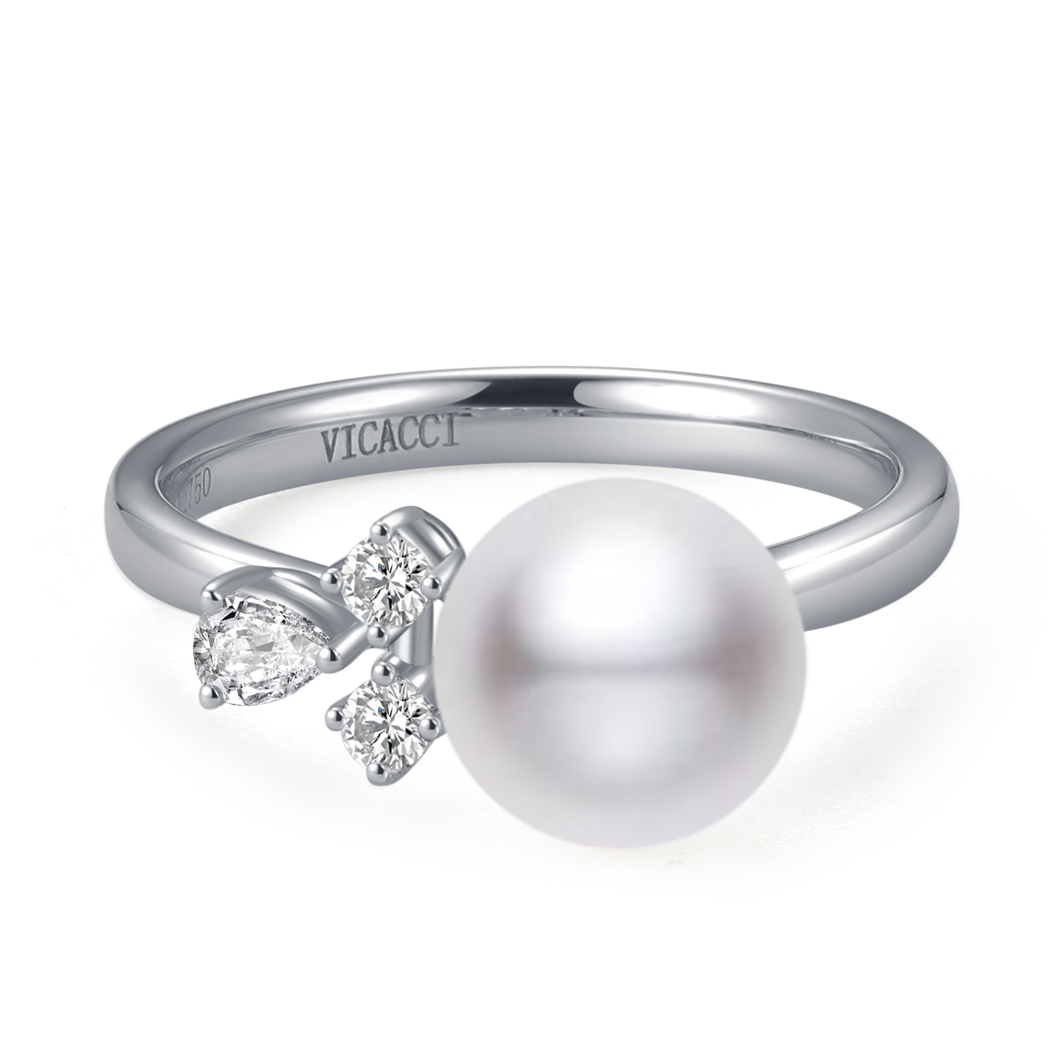 Diamond "Clover" Seawater Pearl Ring