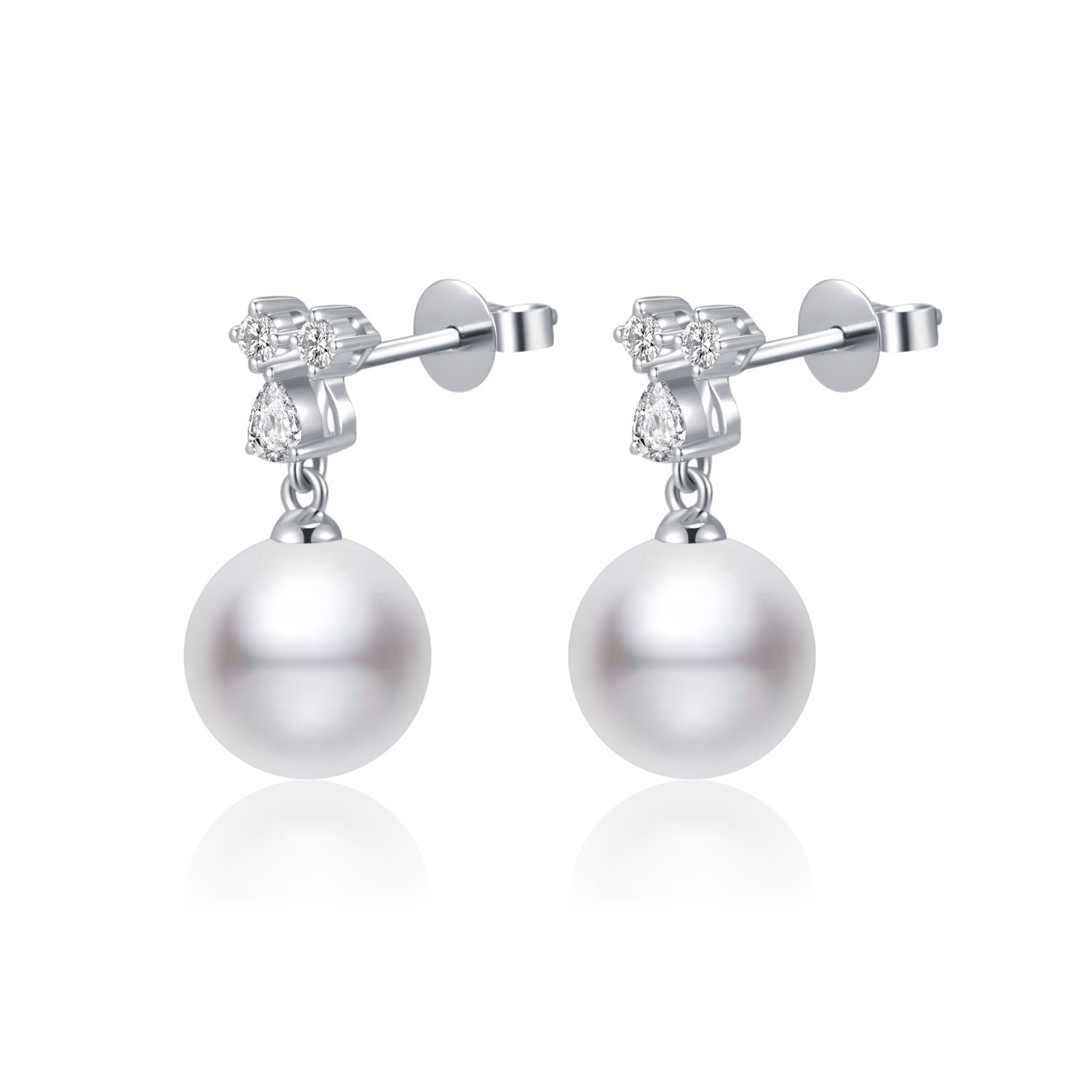 Diamond "Clover" Seawater Pearl Earrings