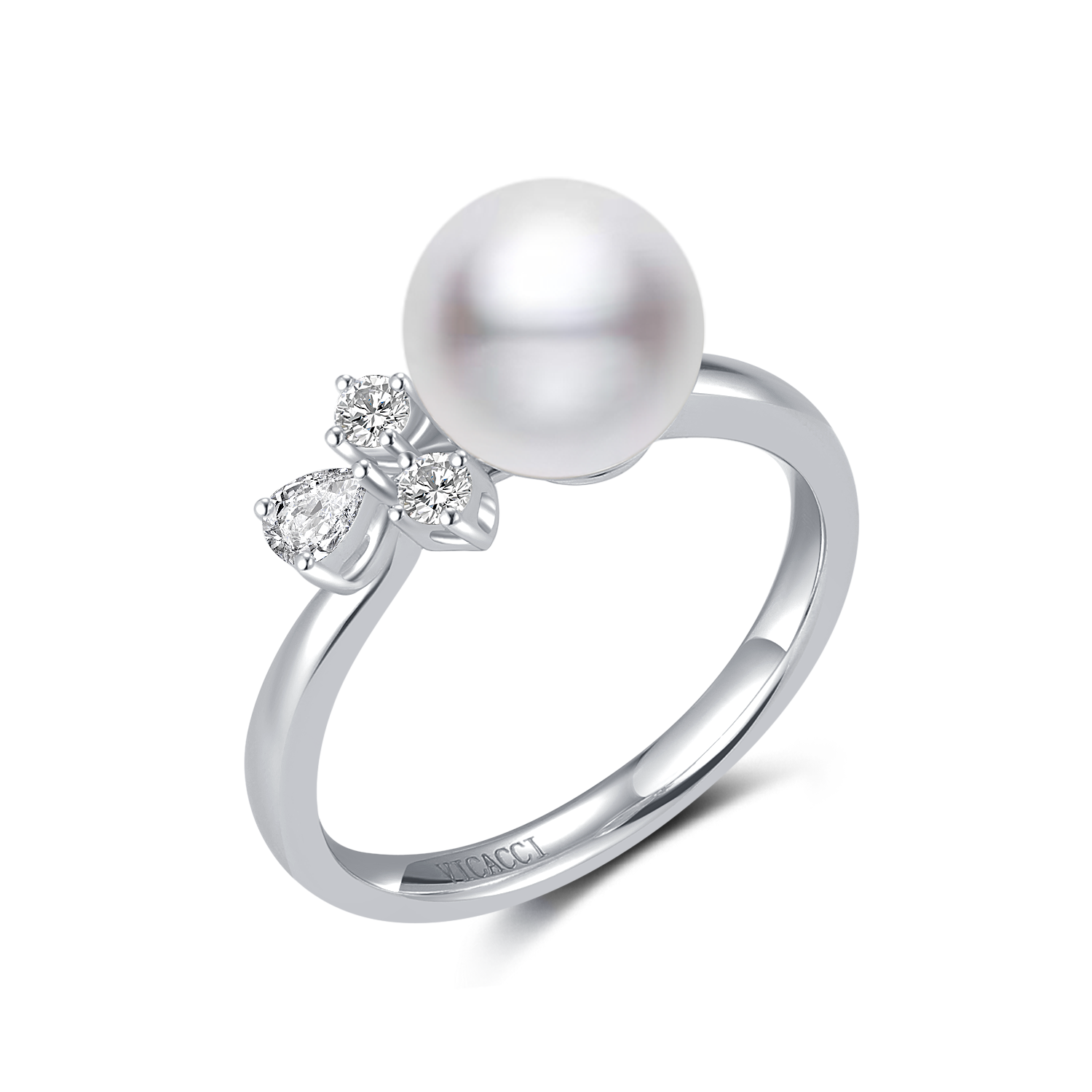 Diamond "Clover" Seawater Pearl Ring
