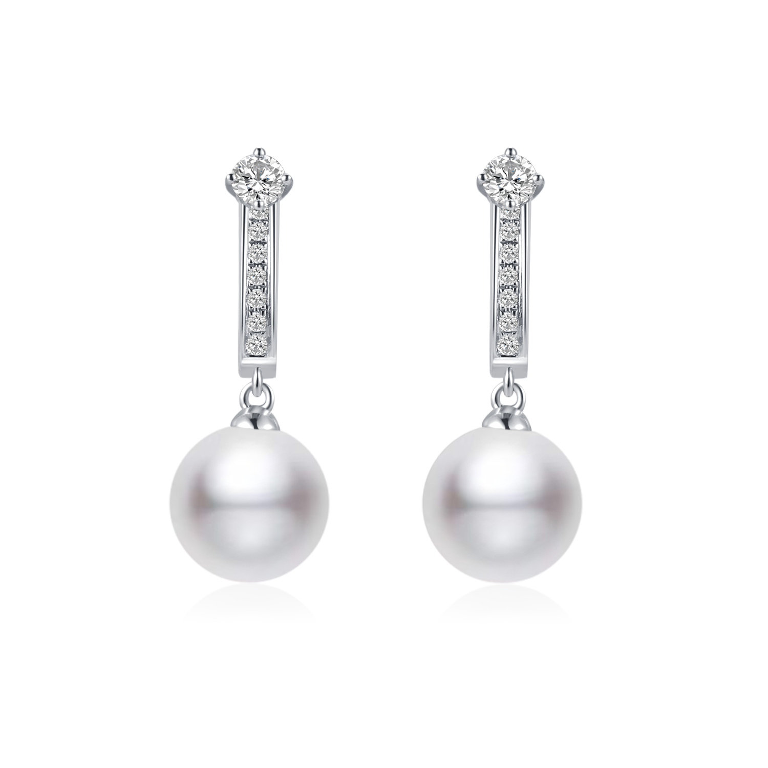 Diamond "Fortunate" Seawater Pearl Earrings
