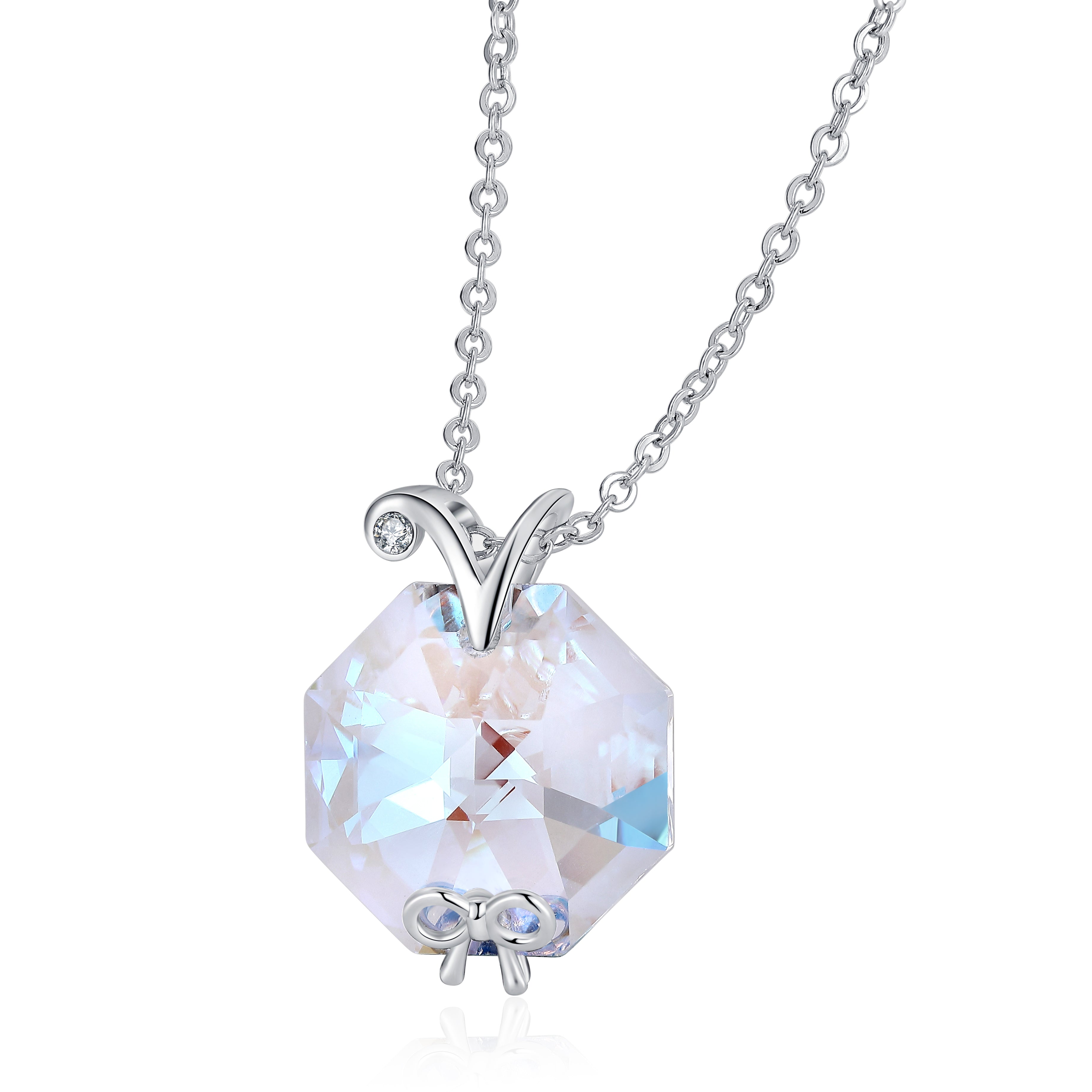 Bow girl heart pendant Necklace
