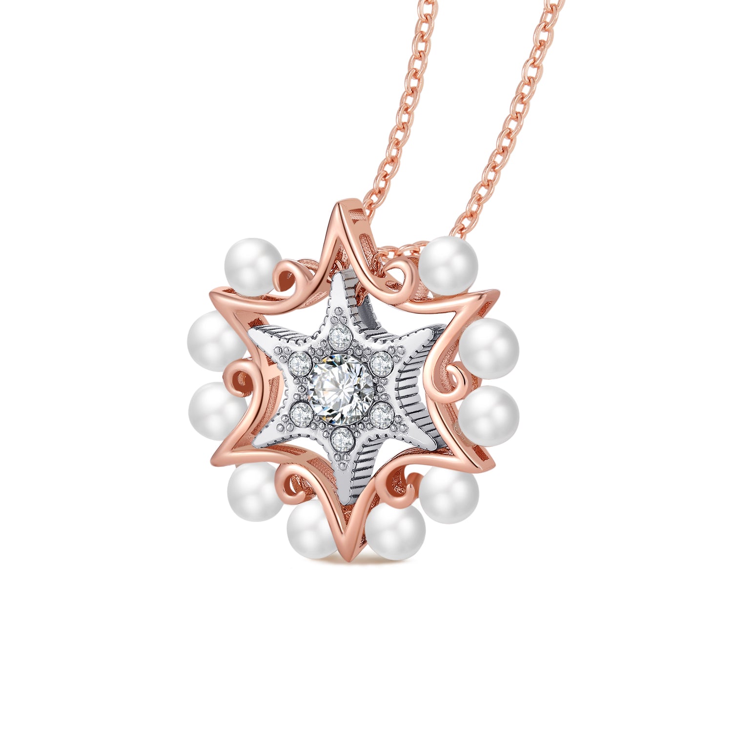 Star of Solomon Crystal Pearl Necklace