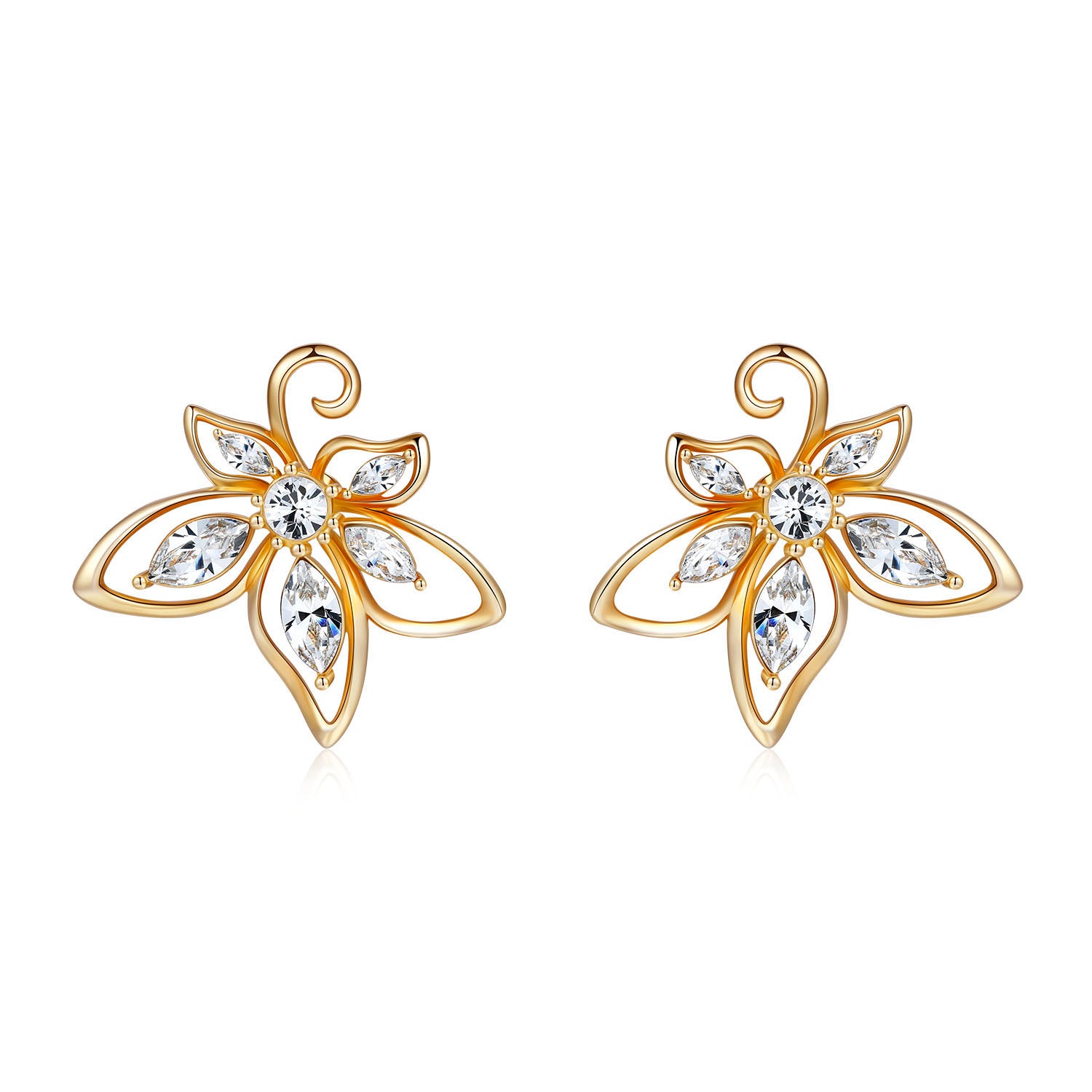 Bauhinia Earrings with Clear Crystals
