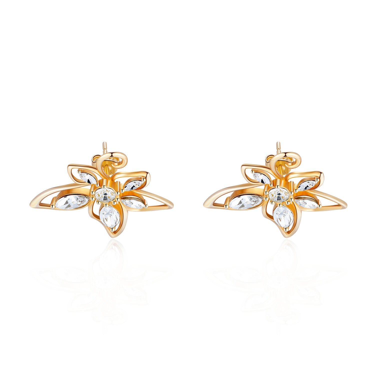 Bauhinia Earrings with Clear Crystals