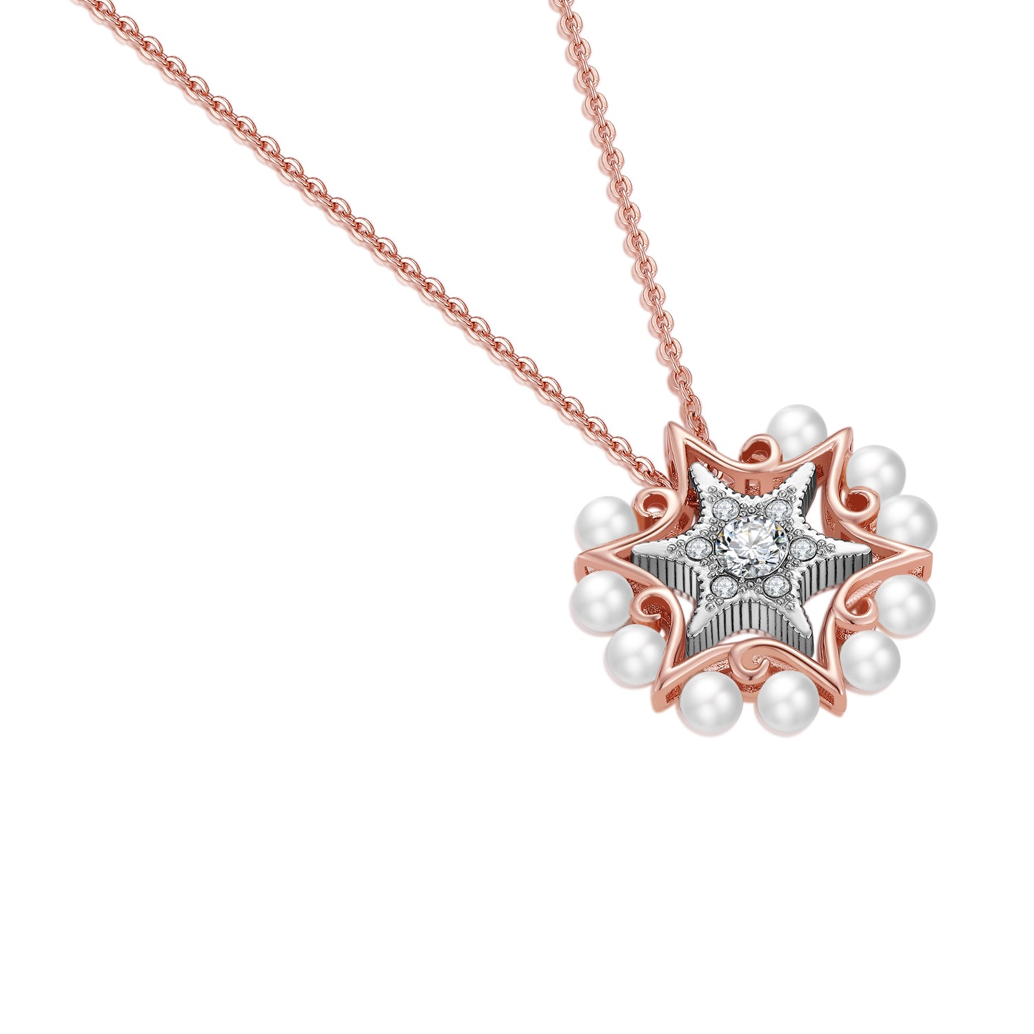 Star of Solomon Crystal Pearl Necklace