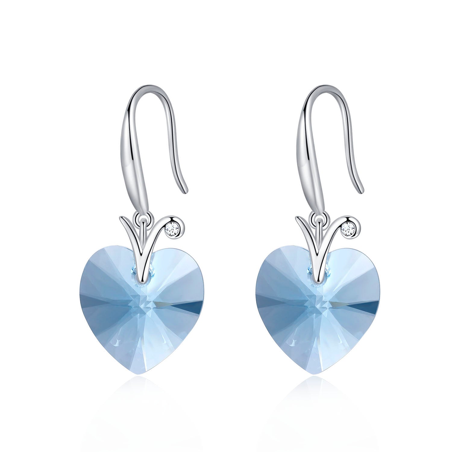 Pure Blue Heart Goddess Earrings with Elements Crystals