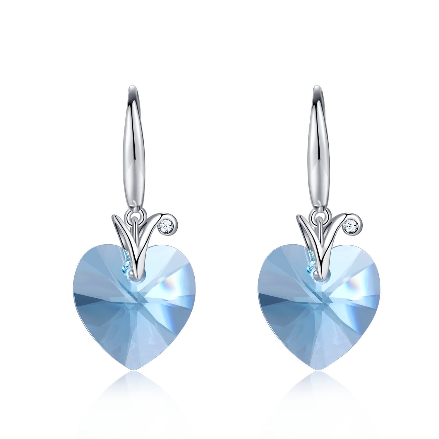 Pure Blue Heart Goddess Earrings with Elements Crystals