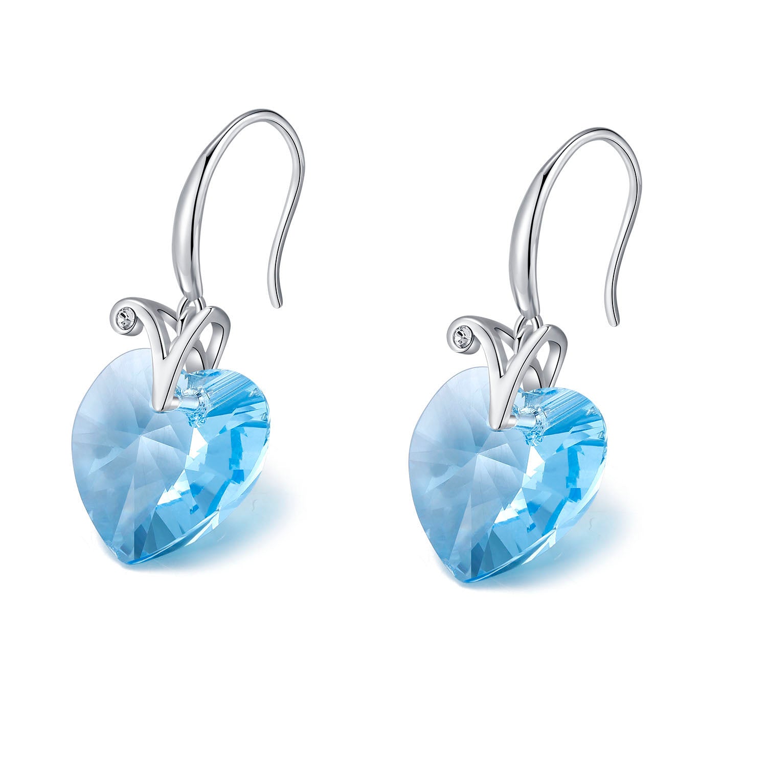 Pure Blue Heart Goddess Earrings with Elements Crystals