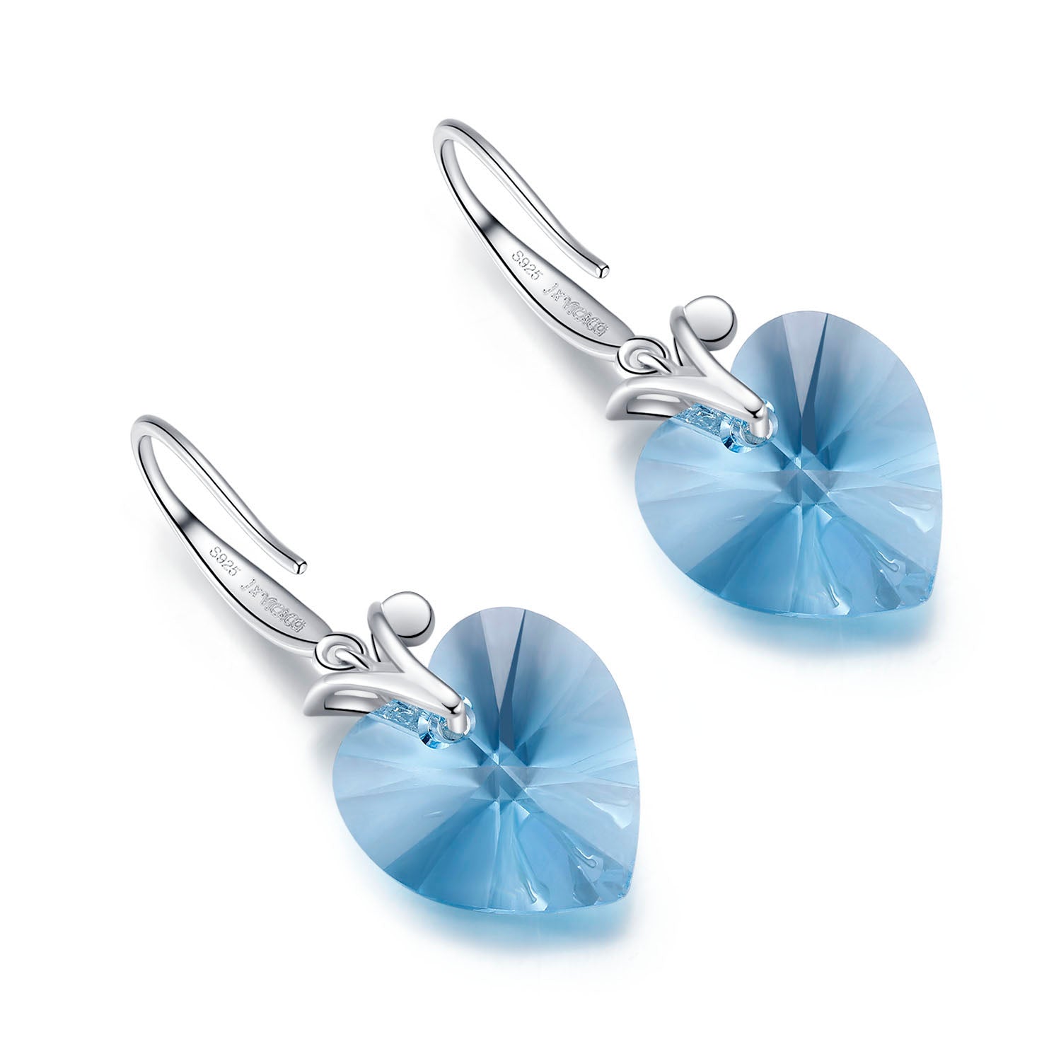 Pure Blue Heart Goddess Earrings with Elements Crystals