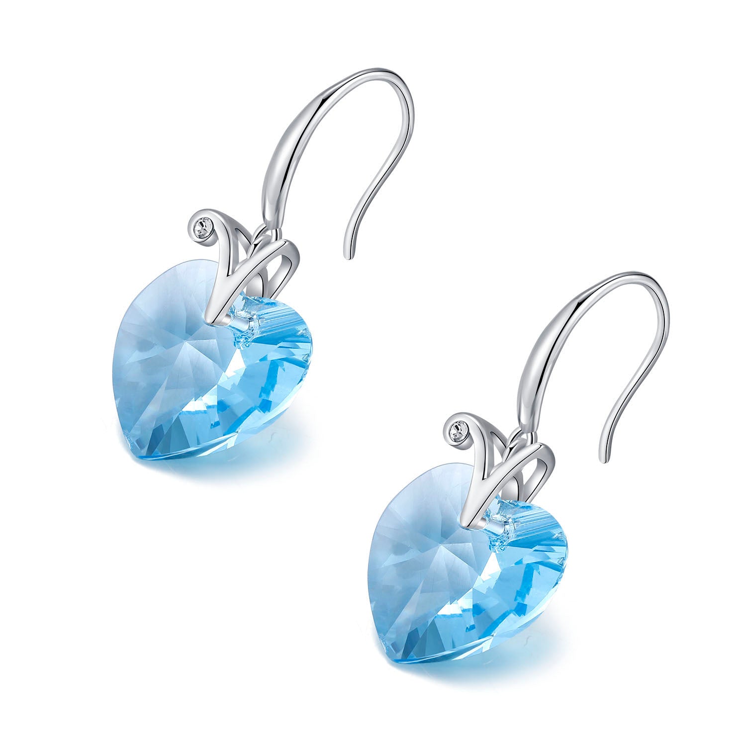 Pure Blue Heart Goddess Earrings with Elements Crystals