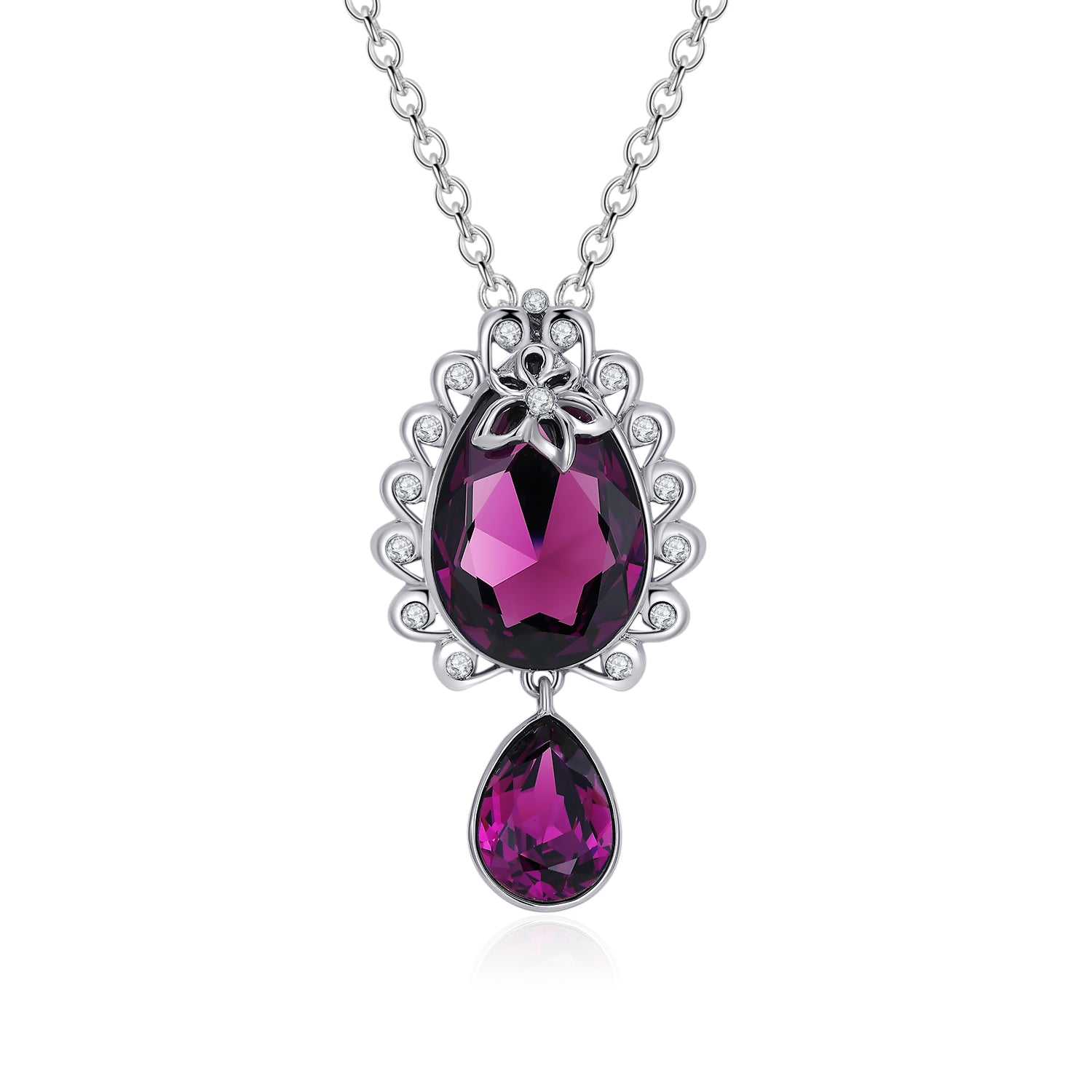 VICACCI Hollowed-out flower necklace, Embellished with crystals