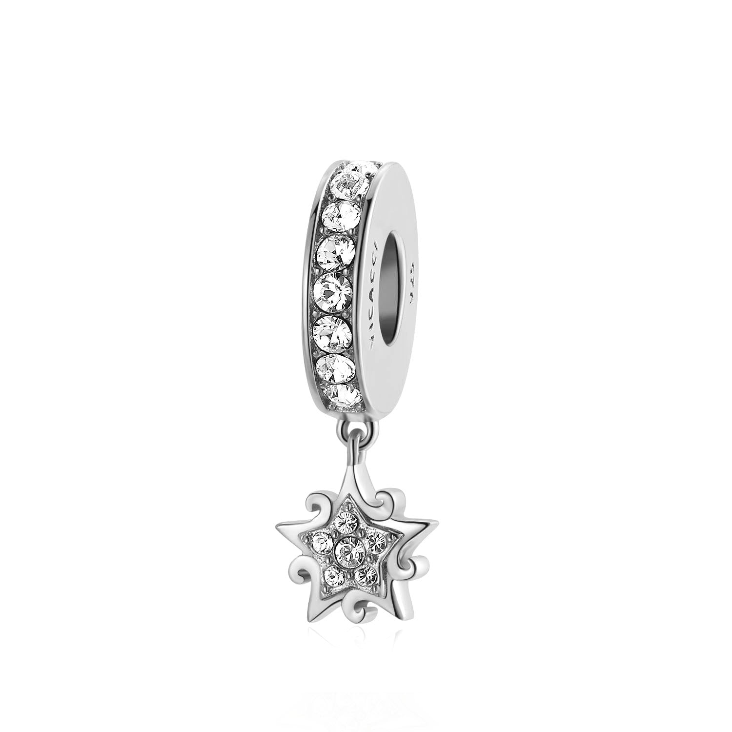 Star Glow beads with white gold plating