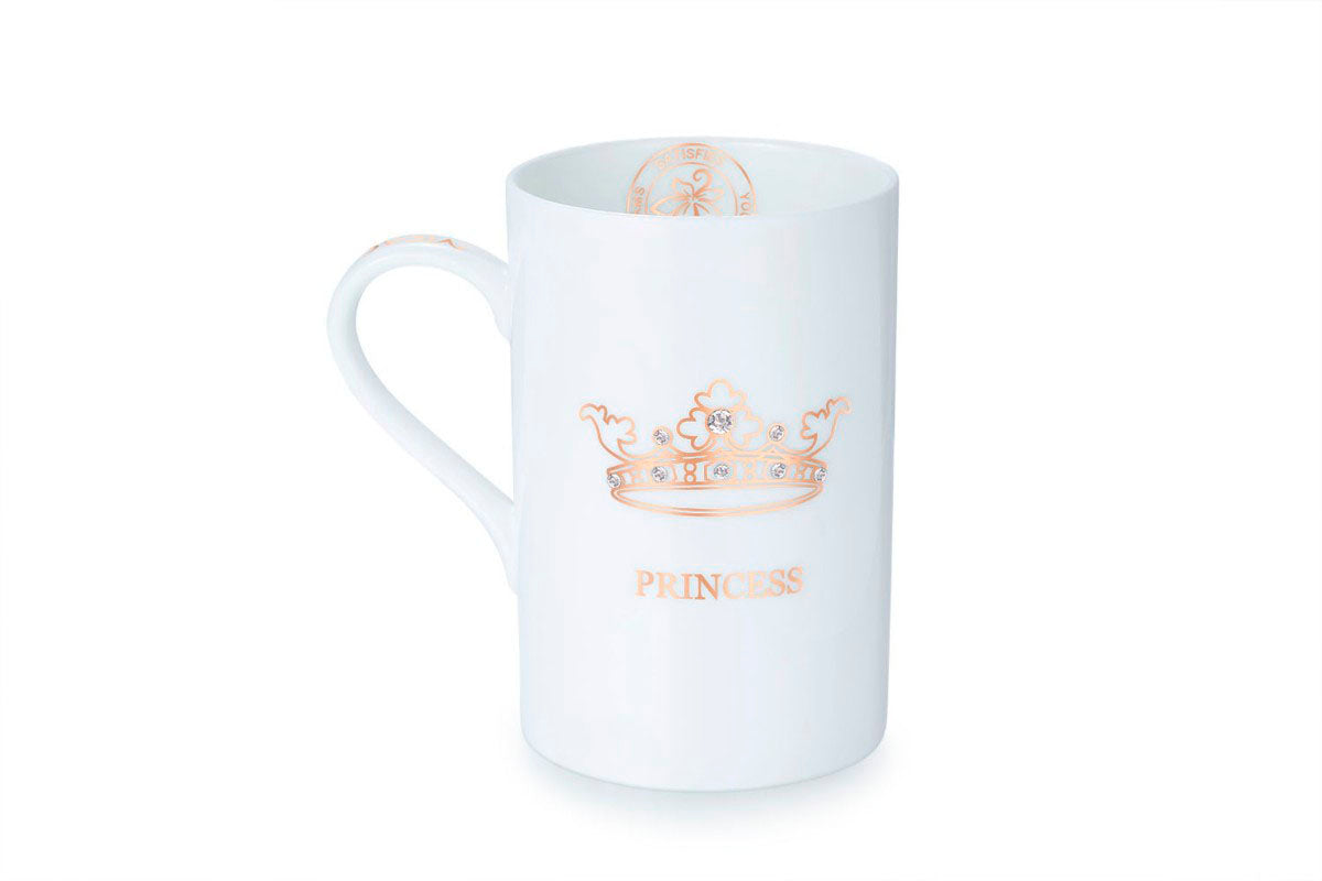 Vicacci exquisite bone china gilding princess crown cup with crystal