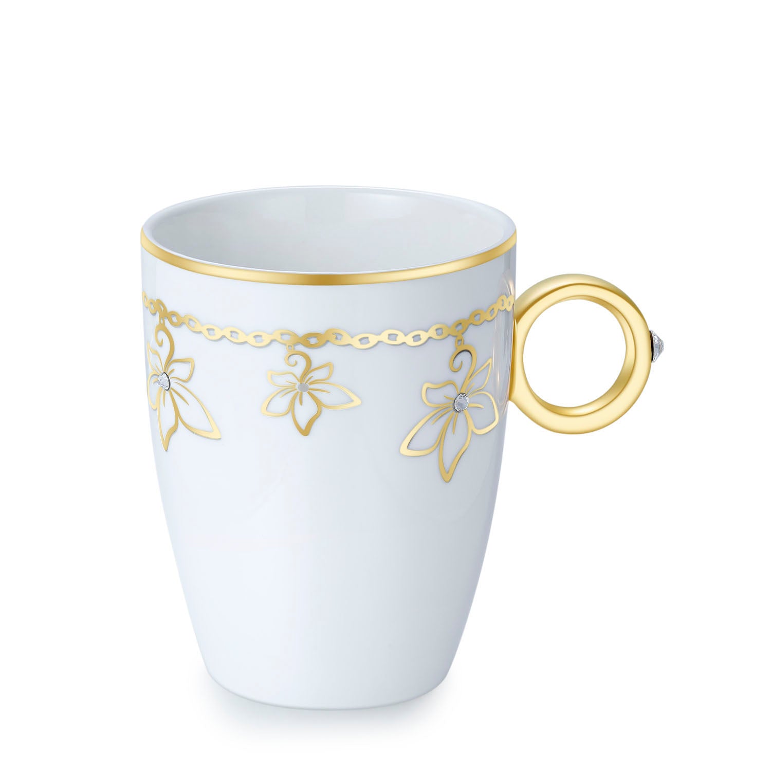 Vicacci Bone China Bronze Gold Bauhinia Cup with Crystals
