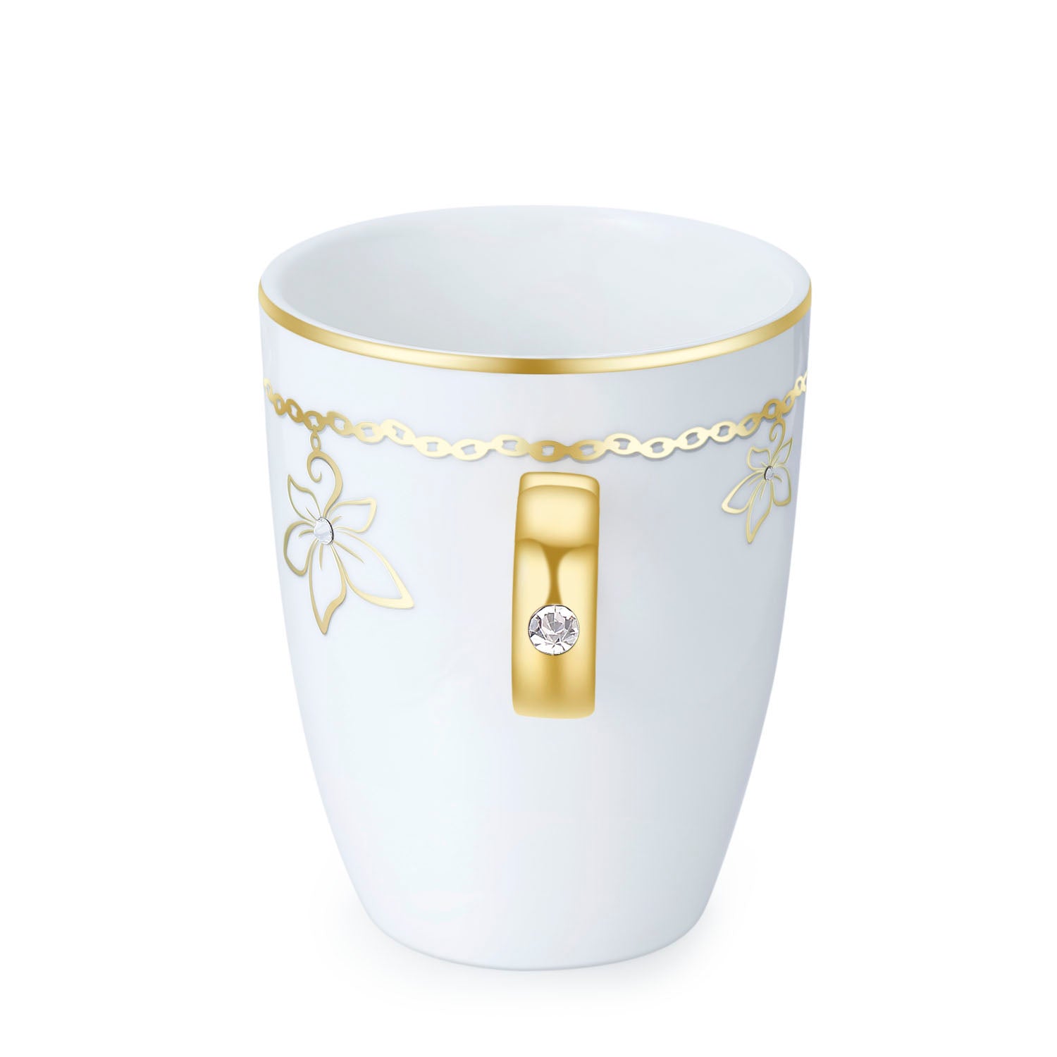 Vicacci Bone China Bronze Gold Bauhinia Cup with Crystals