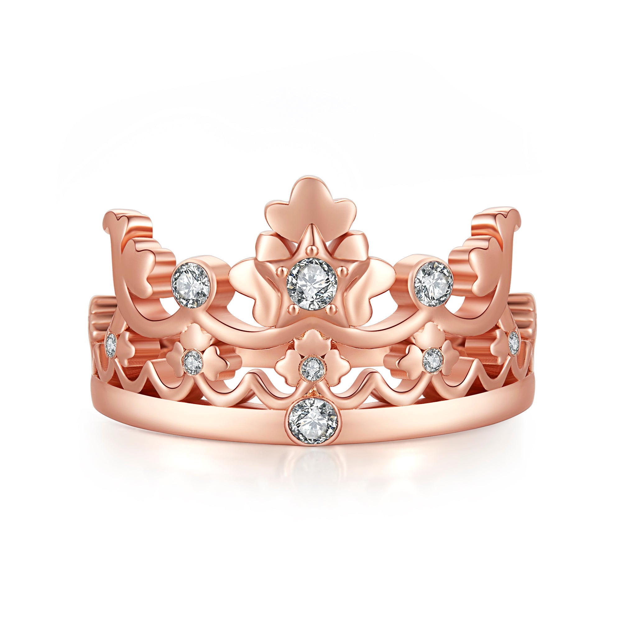 Plated top Austrian crystal crown Ring