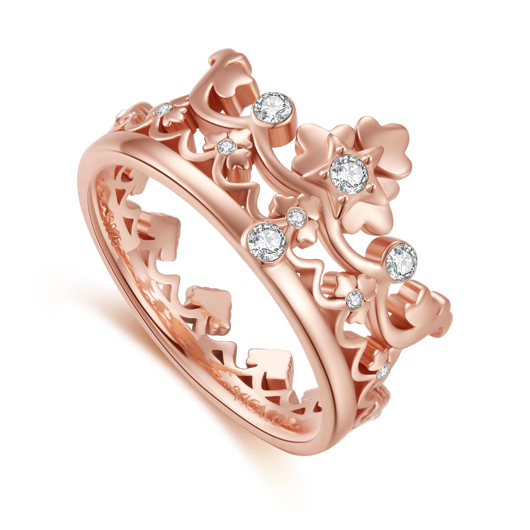 Plated top Austrian crystal crown Ring