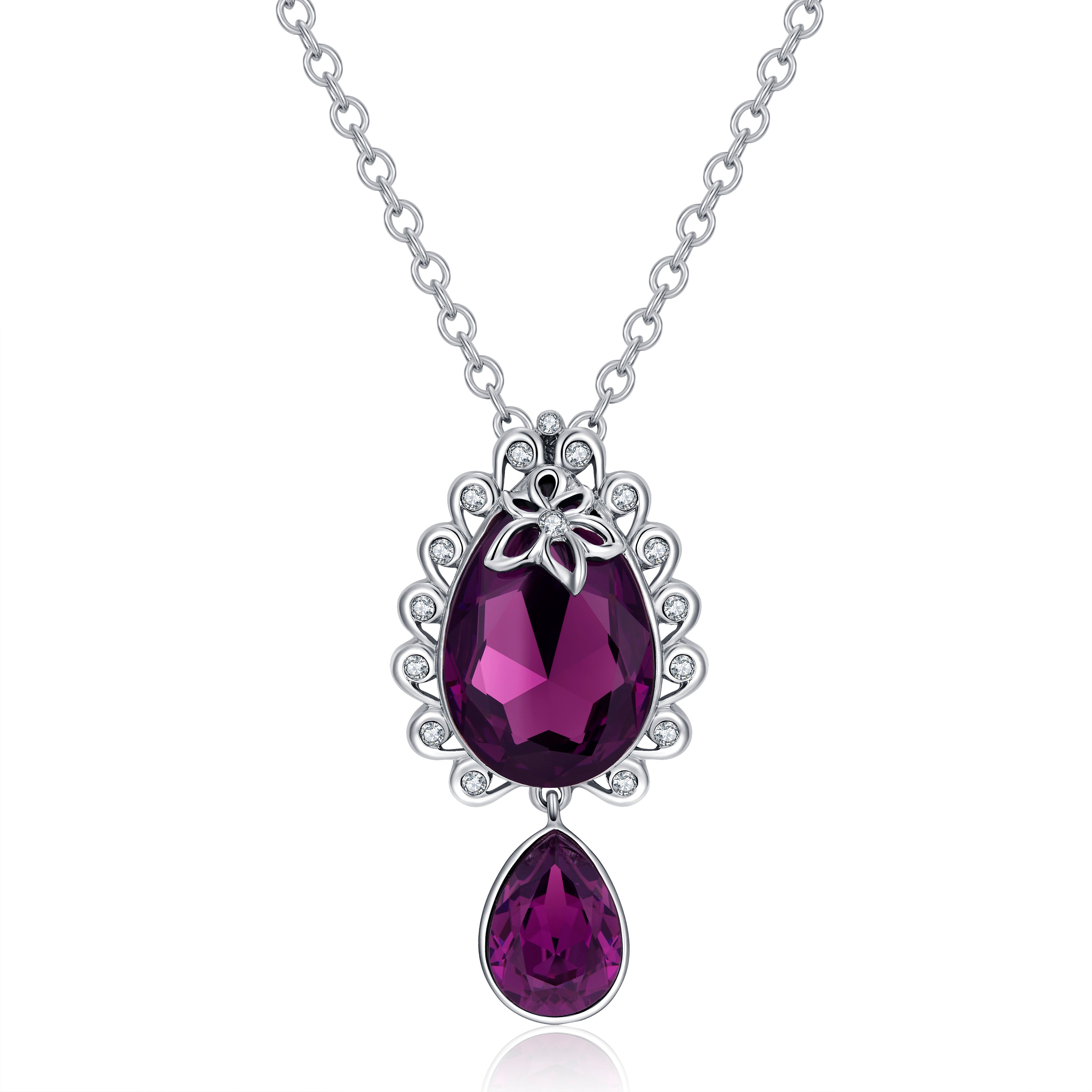VICACCI Hollowed-out flower necklace, Embellished with crystals