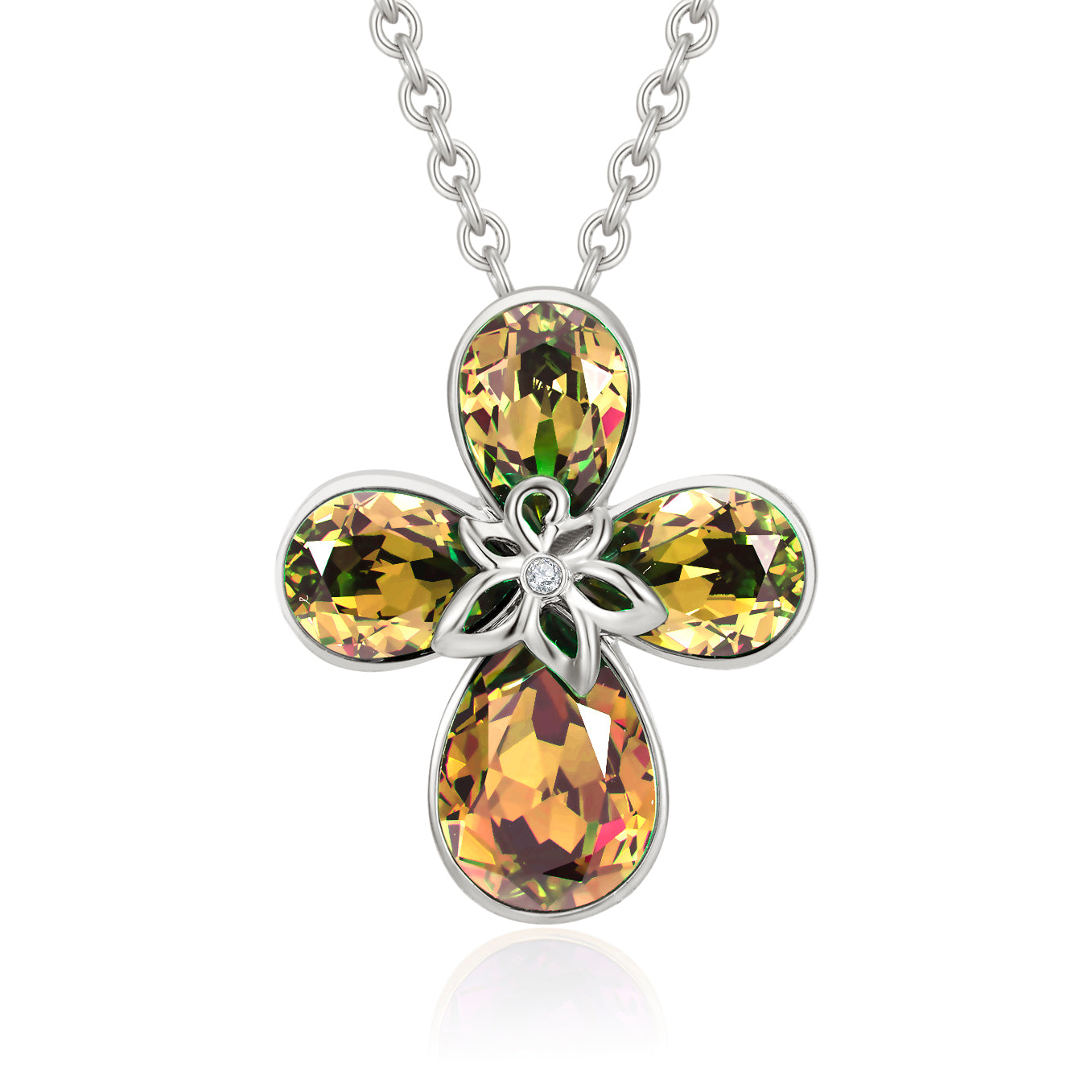 Rich Citrine Clover Necklace