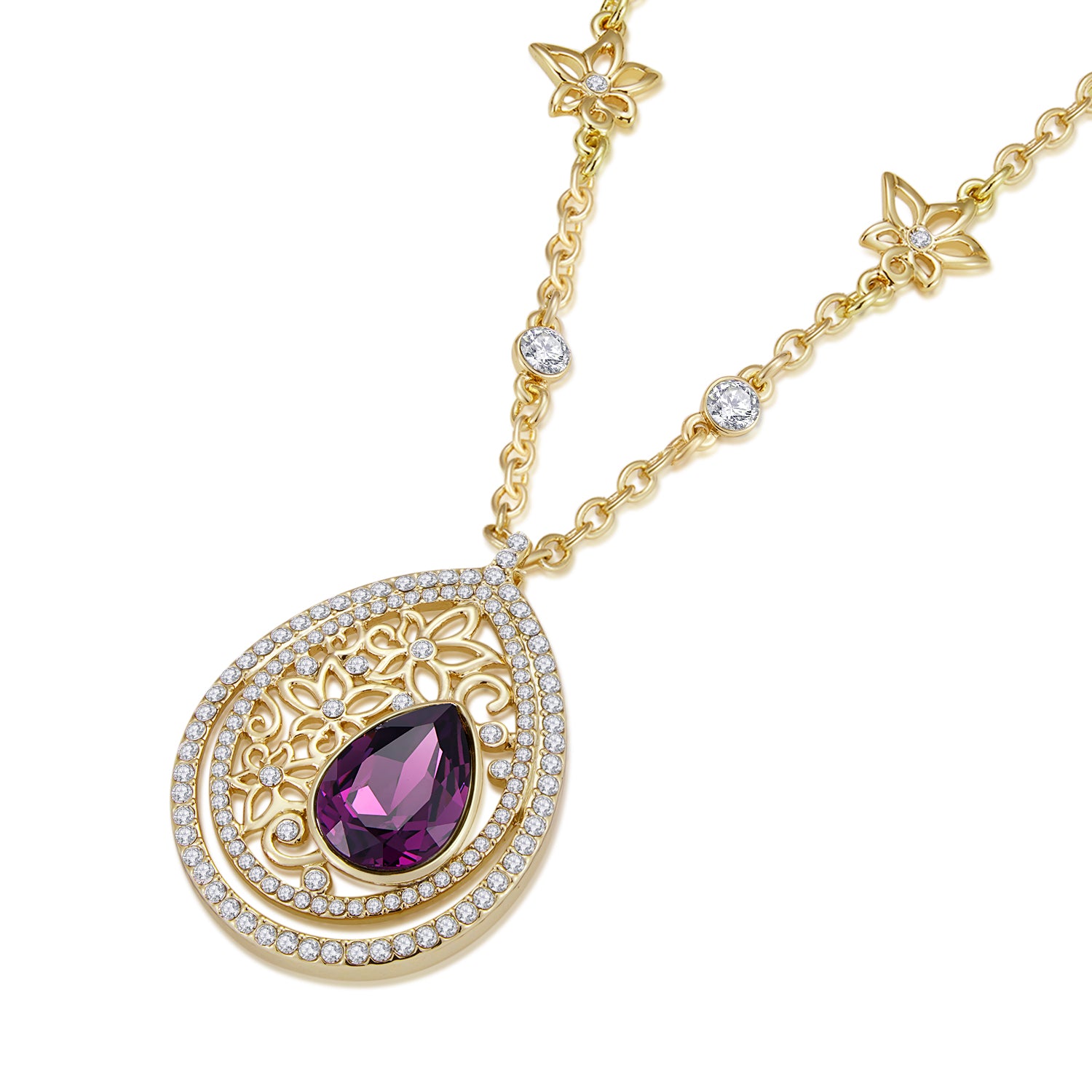 Purple Vicacci Teardrop necklace,Embellished with crystals