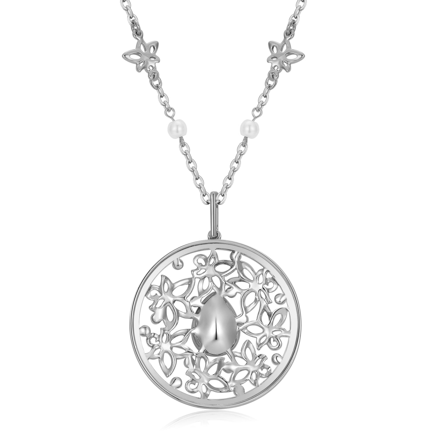VICACCI Stylish cut-out floral necklace