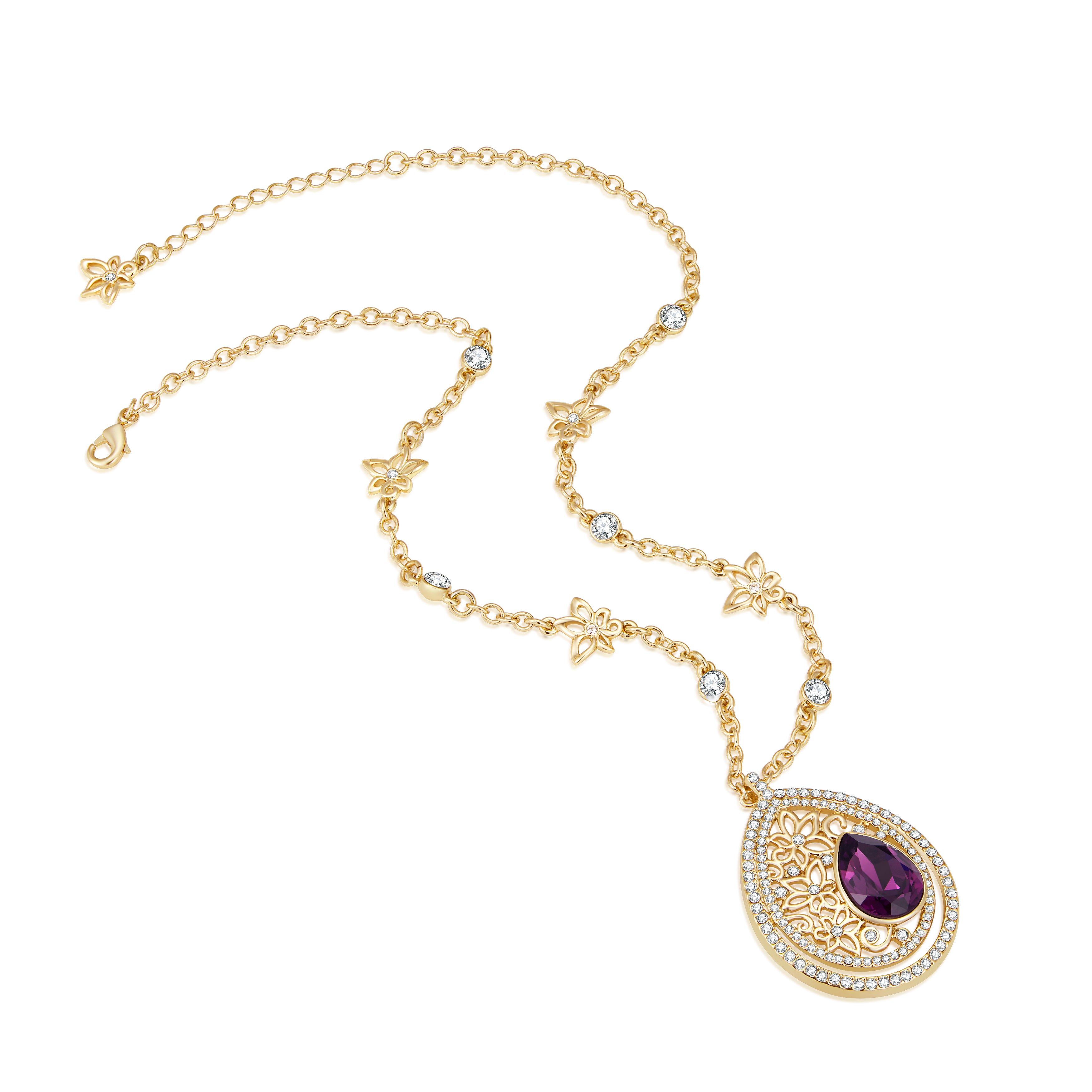 Purple Vicacci Teardrop necklace,Embellished with crystals