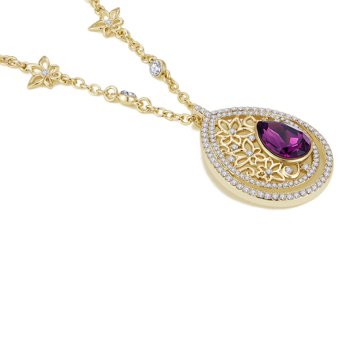Purple Vicacci Teardrop necklace,Embellished with crystals