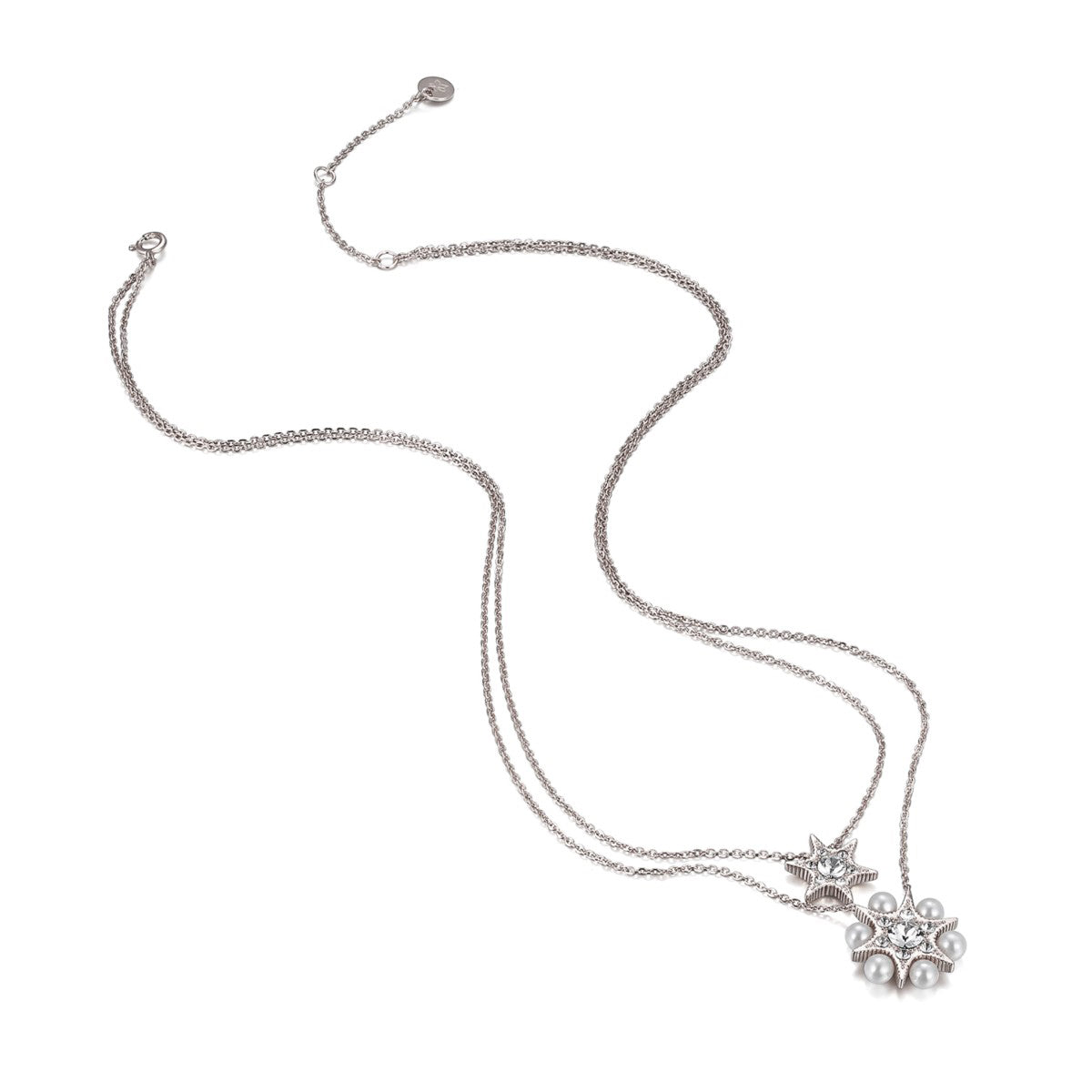 Star of Solomon Pearl Double Chain Necklace