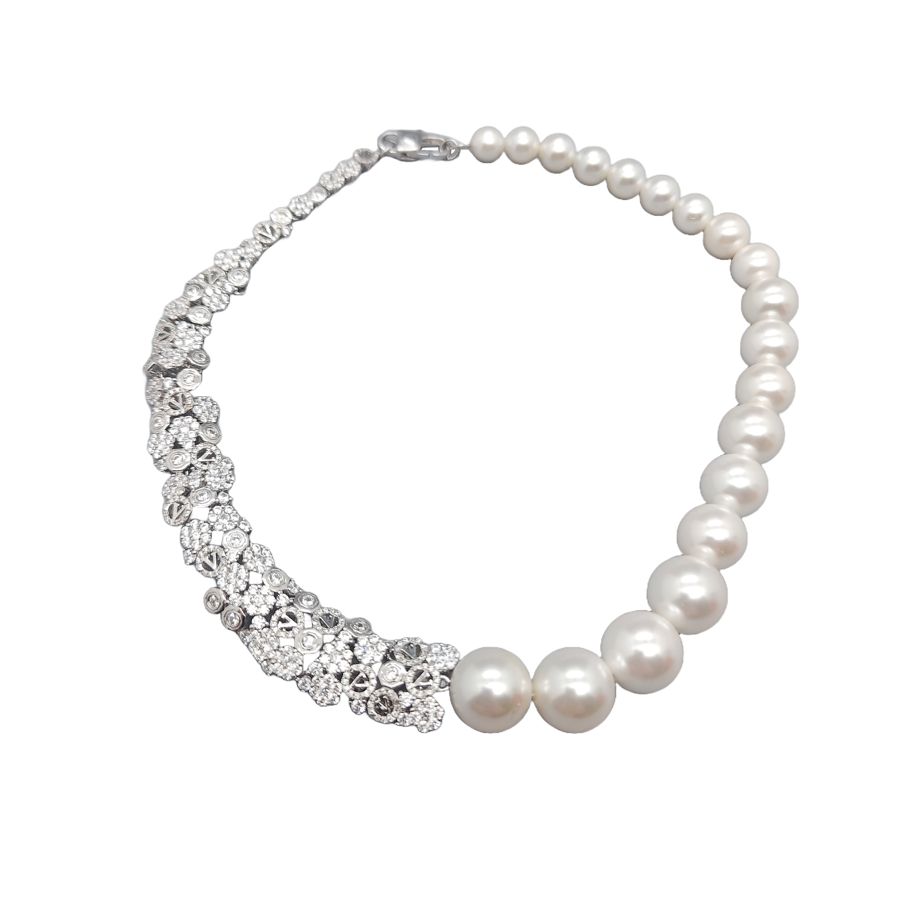 Cherry Blossom Girl diamonds Pearl Necklace