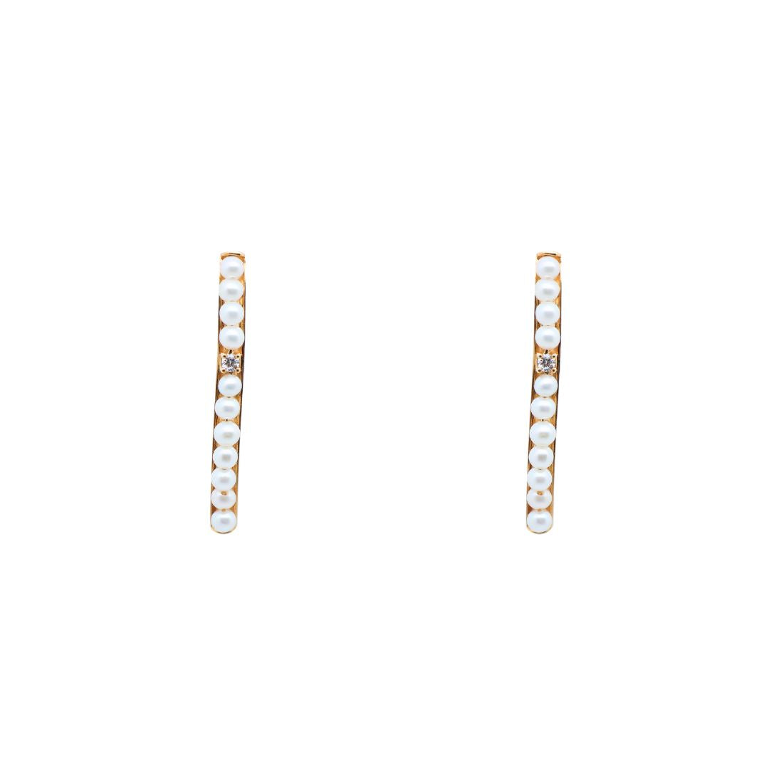 18K Diamond "Full" Pearls Earrings