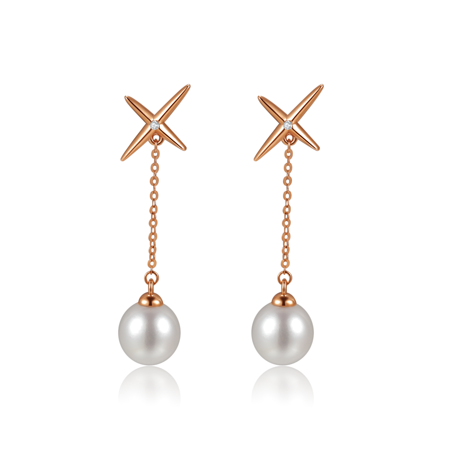 18K Diamond "Sparkle" Pearl Earrings