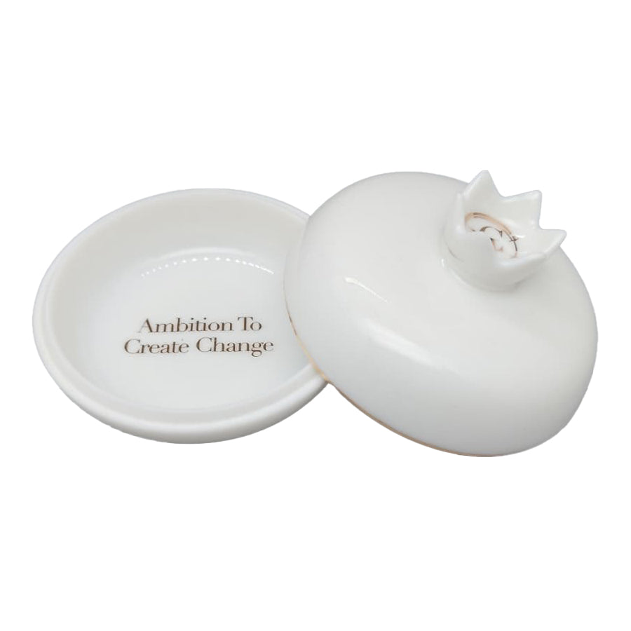 Minimalist modern white ceramic jewelry storage box