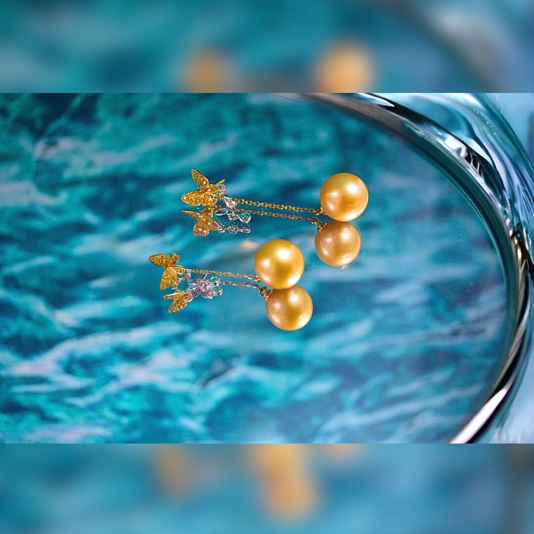 18K Golden South Sea pearls Earrings