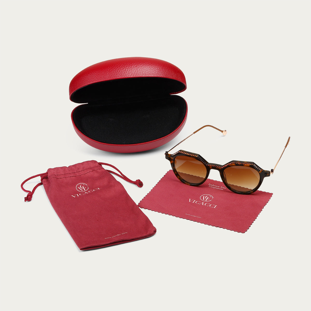 Chic Spark Fashion Crystal Tortoiseshell Women Sunglasses