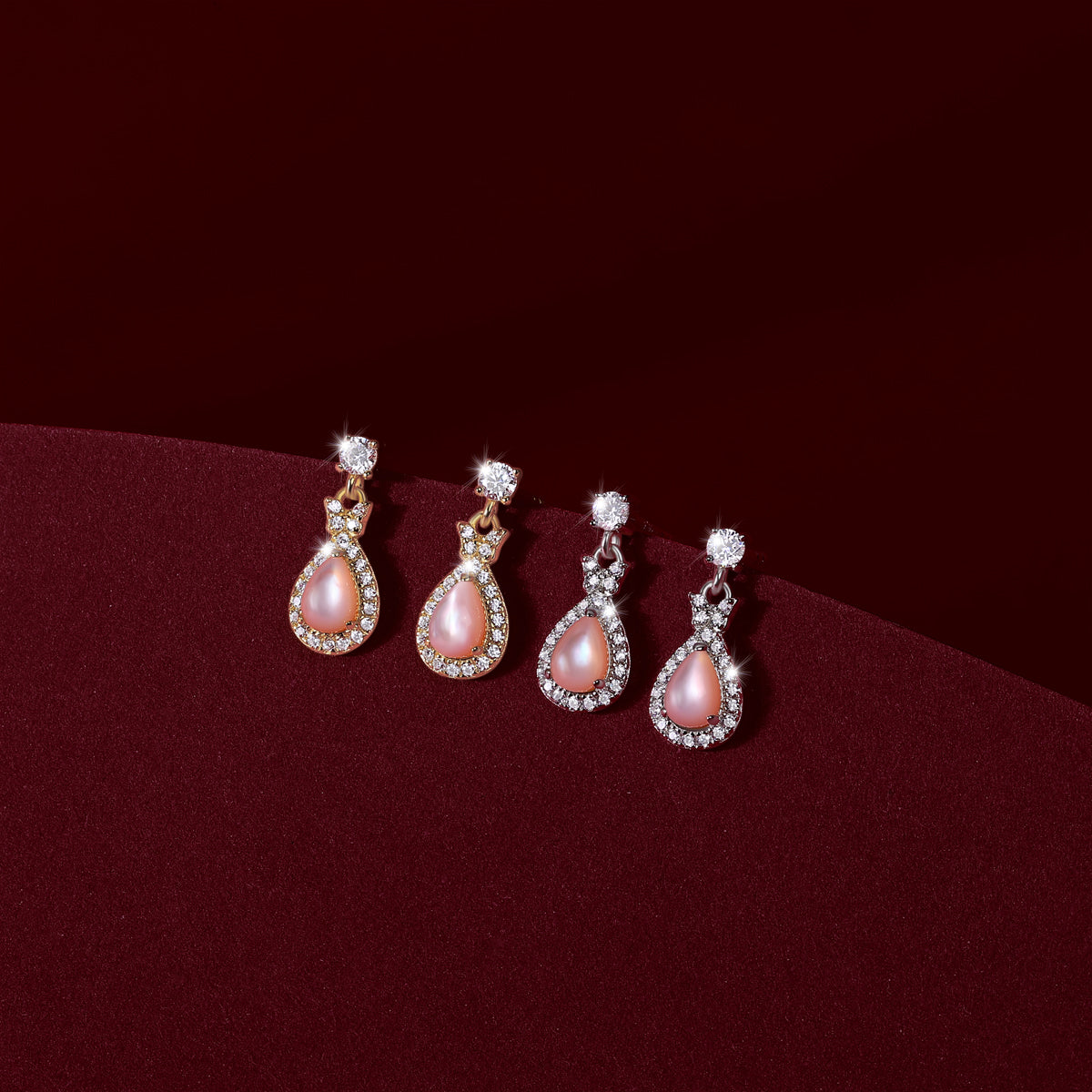 Twin Butterfly Pink Jade Earring