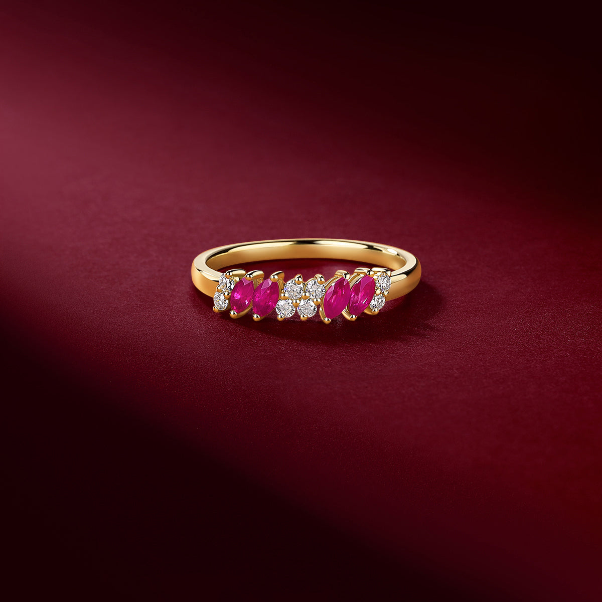 18k Crimson Sunset Intertwined Ring