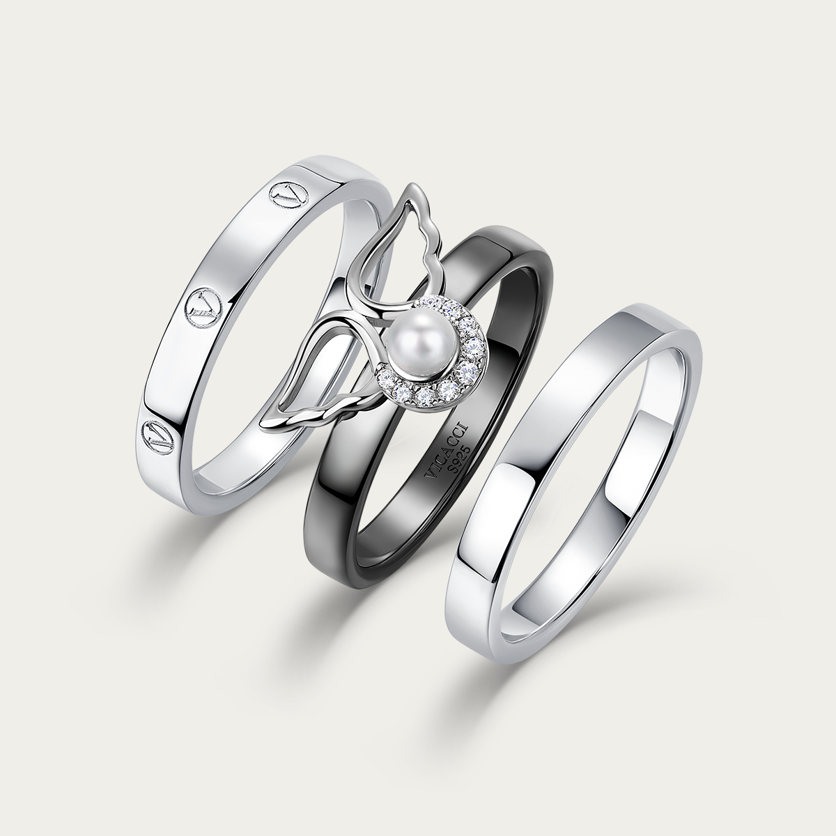 Golden Wings S925 Pearl Stacking Ring