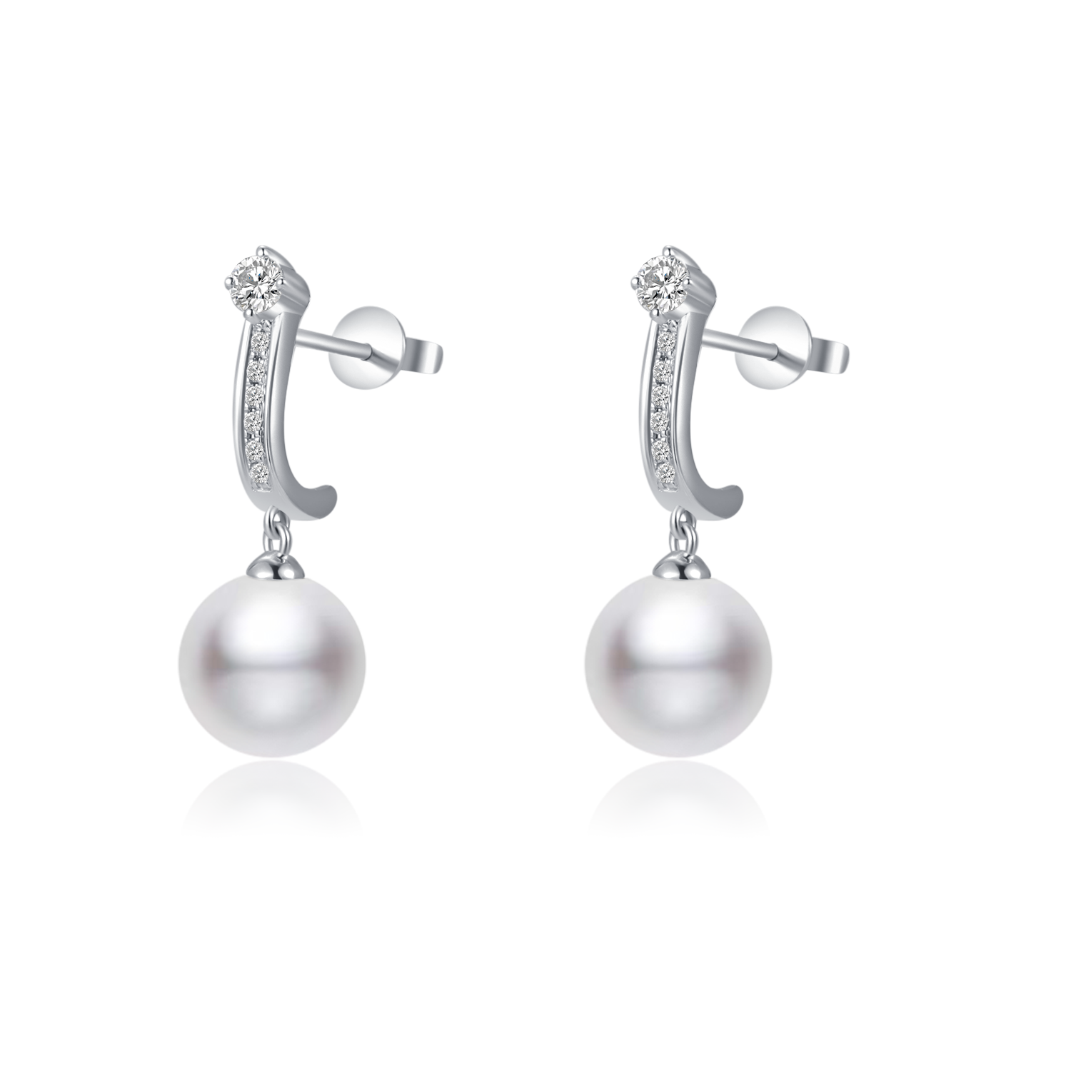 18K Diamond "Fortunate" Seawater Pearl Earrings