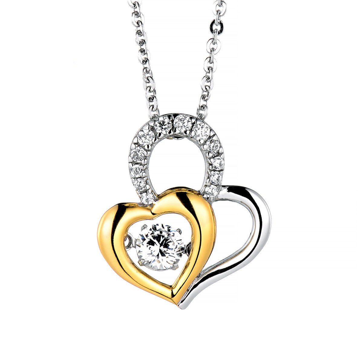 925 Sterling Silver Two-Tone Heart Necklace