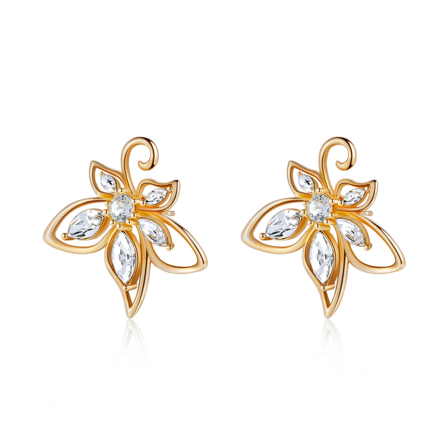 Bauhinia Earrings with  Clear Crystals