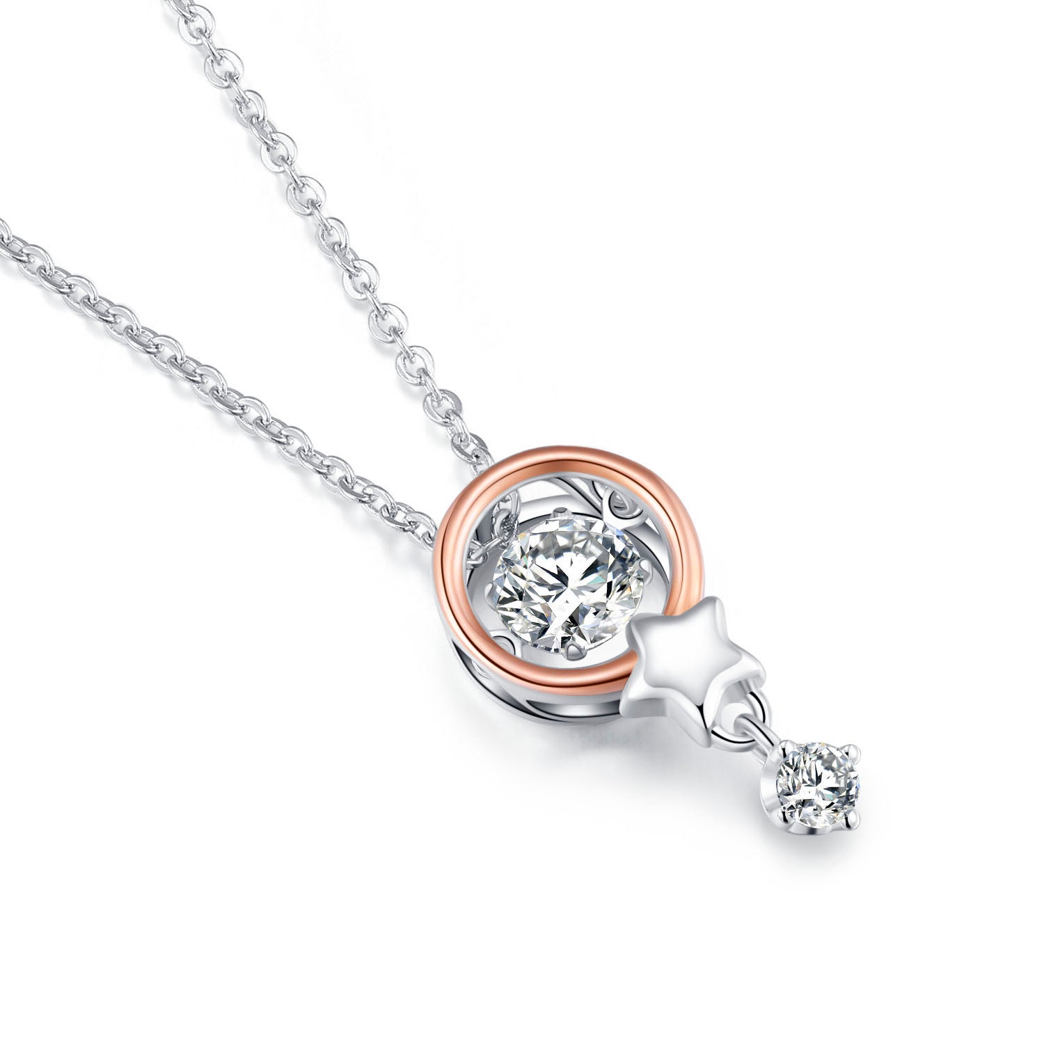 Elegant and smart two-tone 925 sterling silver necklace