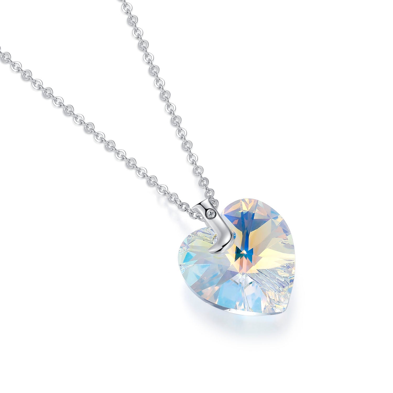 Planet J Heart Pendant Necklace with  Crystals