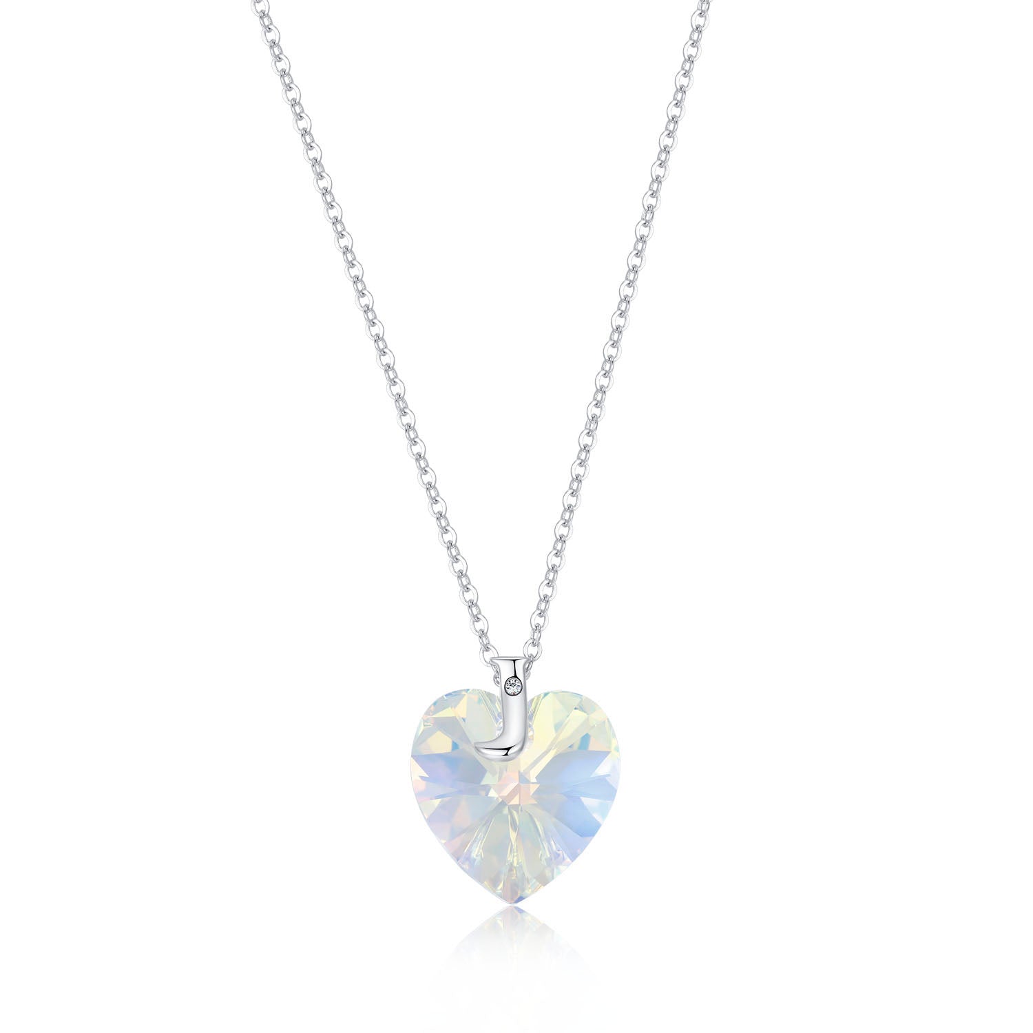 Planet J Heart Pendant Necklace with  Crystals