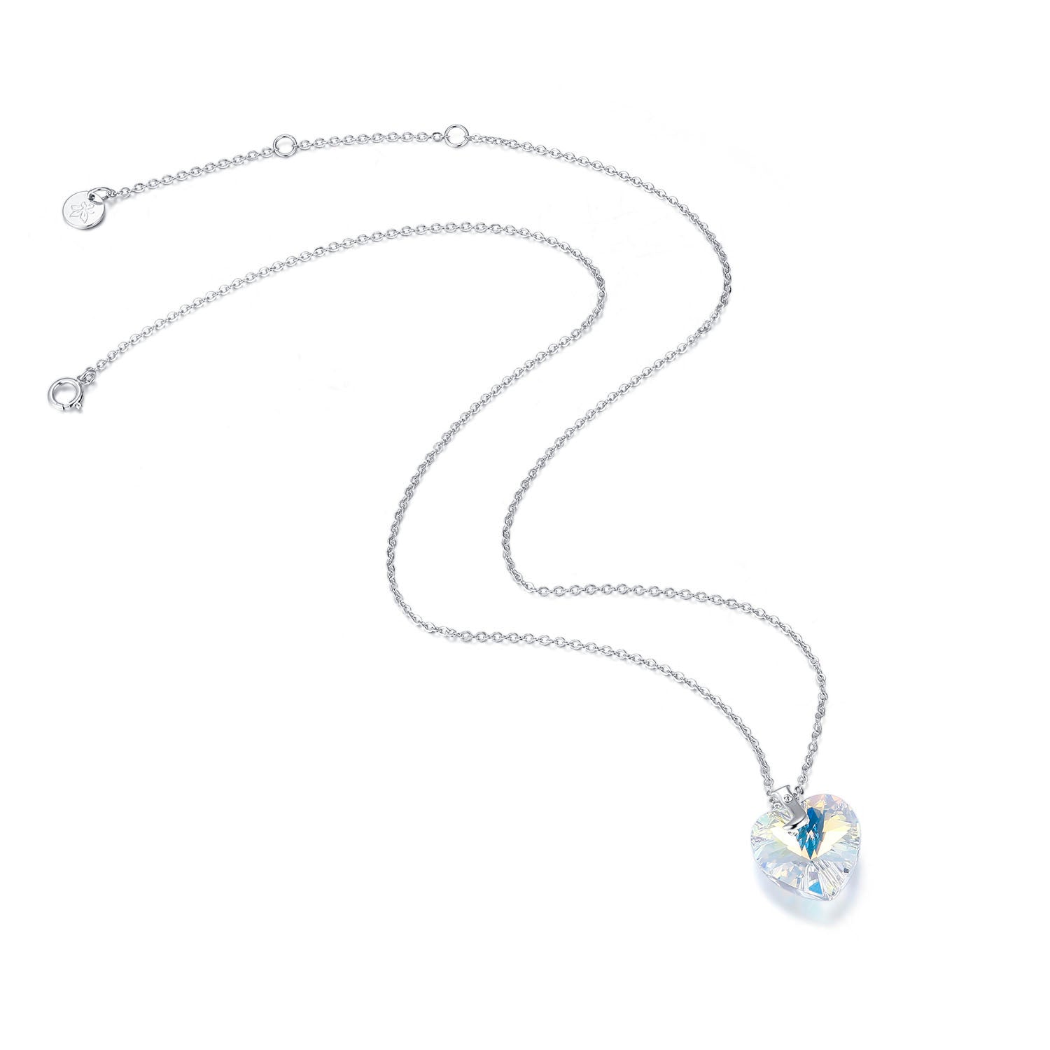 Planet J Heart Pendant Necklace with  Crystals