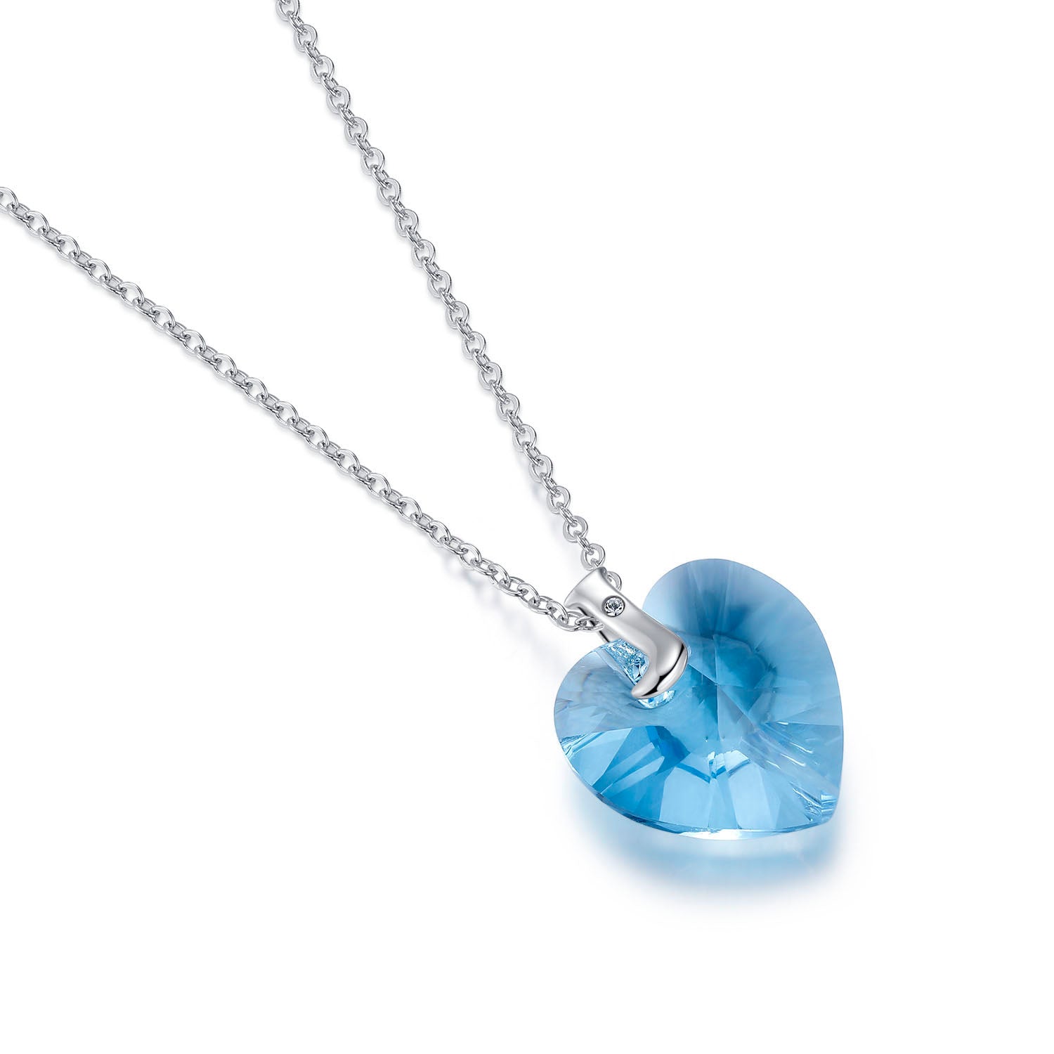 Planet J Blue Heart Pendant Necklace with  Crystals