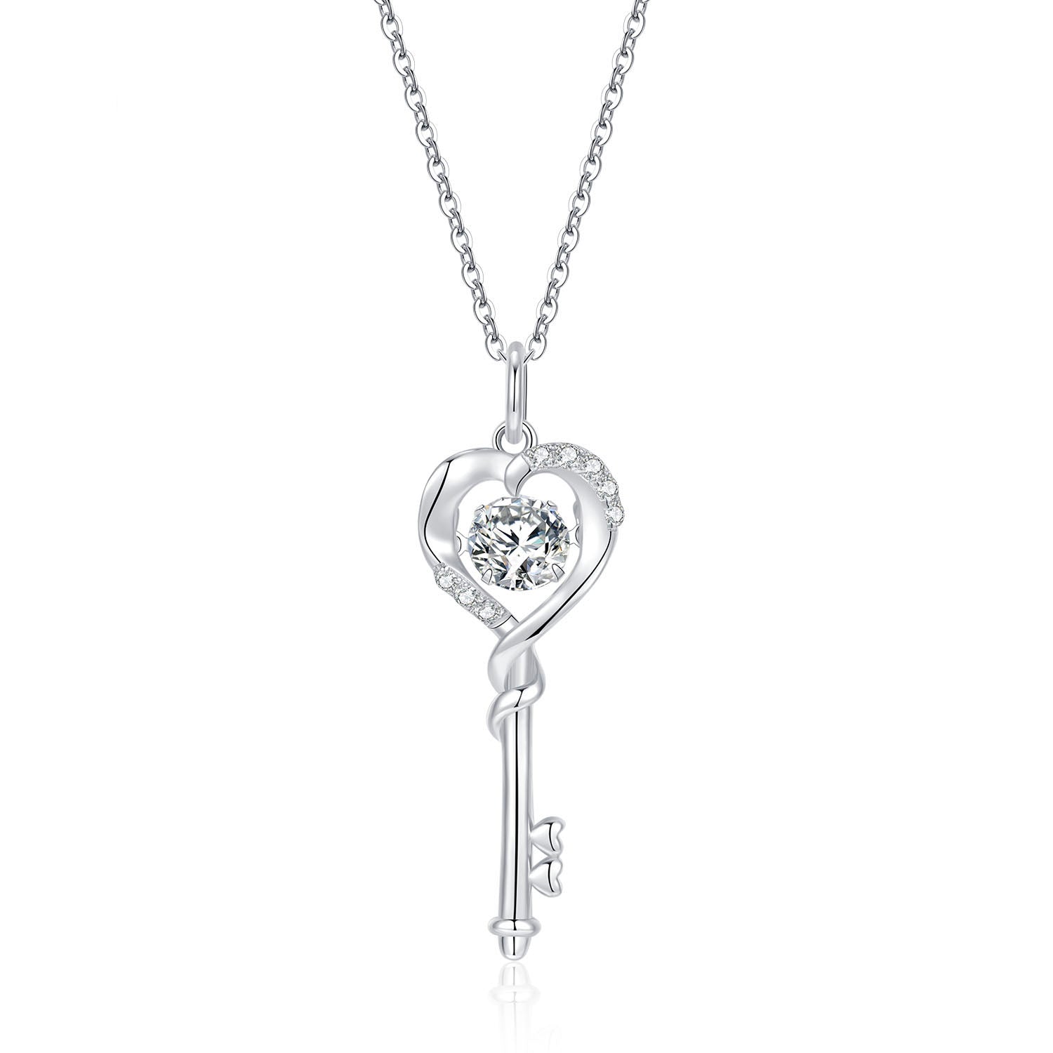 Heart Key 925 Sterling Silver Necklace